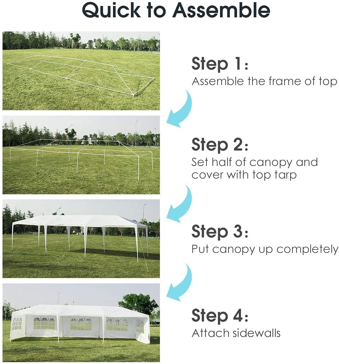 Tangkula 10x30 Ft Heavy Duty Canopy Tent with 5 Removable Sidewalls - Waterproof Outdoor Party Tent with Wind Ropes & Ground Stakes - Perfect for Weddings, Backyard Events, Camping and Outdoor Gatherings