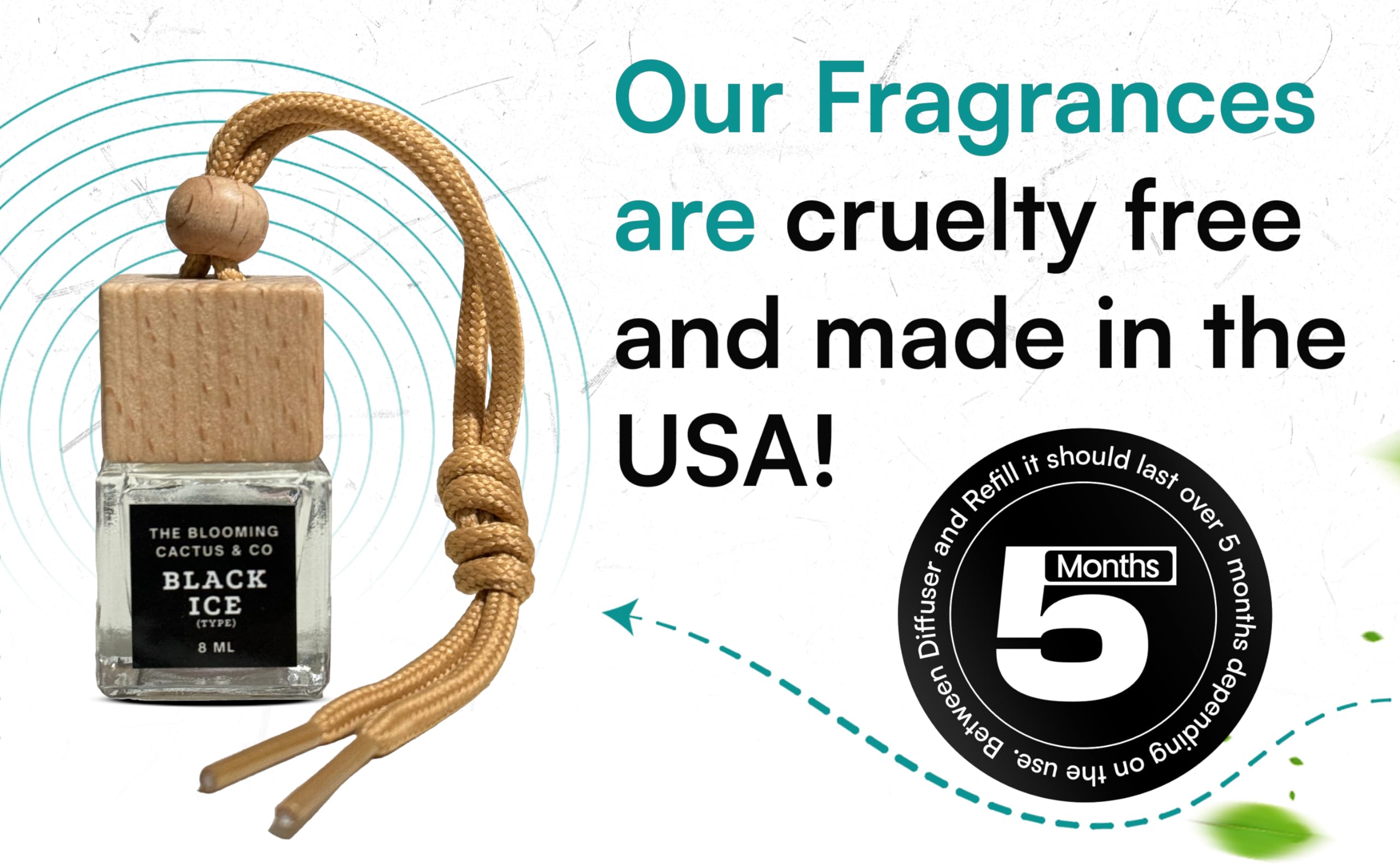 Premium Car Diffuser - Aromatic Iced Vanilla Woods Scent (8ml) | Cute Car Accessory & Small Room Diffuser | Perfect for Road Trips, Office & Home Fragrance