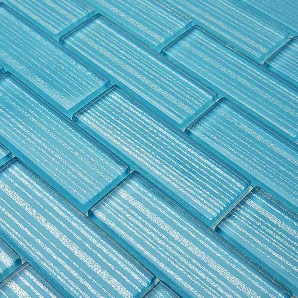 Aqua Blue Glass Subway Tile Stripes 1.5x4 - Perfect for Kitchen Backsplash, Bathroom Walls & Modern Home Decor