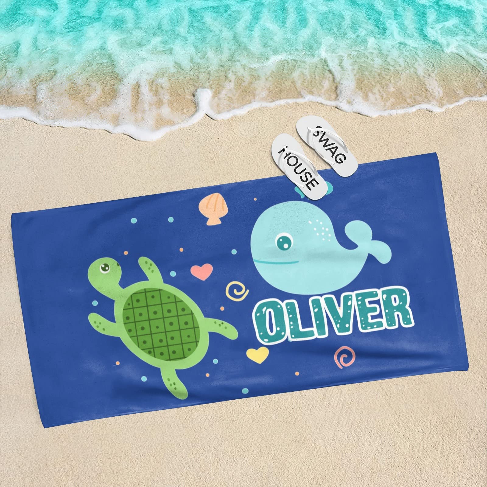 Custom Personalized Beach Towel with Name - Soft Bath & Pool Towel for Women, Men, Kids, Boys & Girls | Perfect Summer Gift for Vacation, Swimming, Beach Trips & Outdoor Activities
