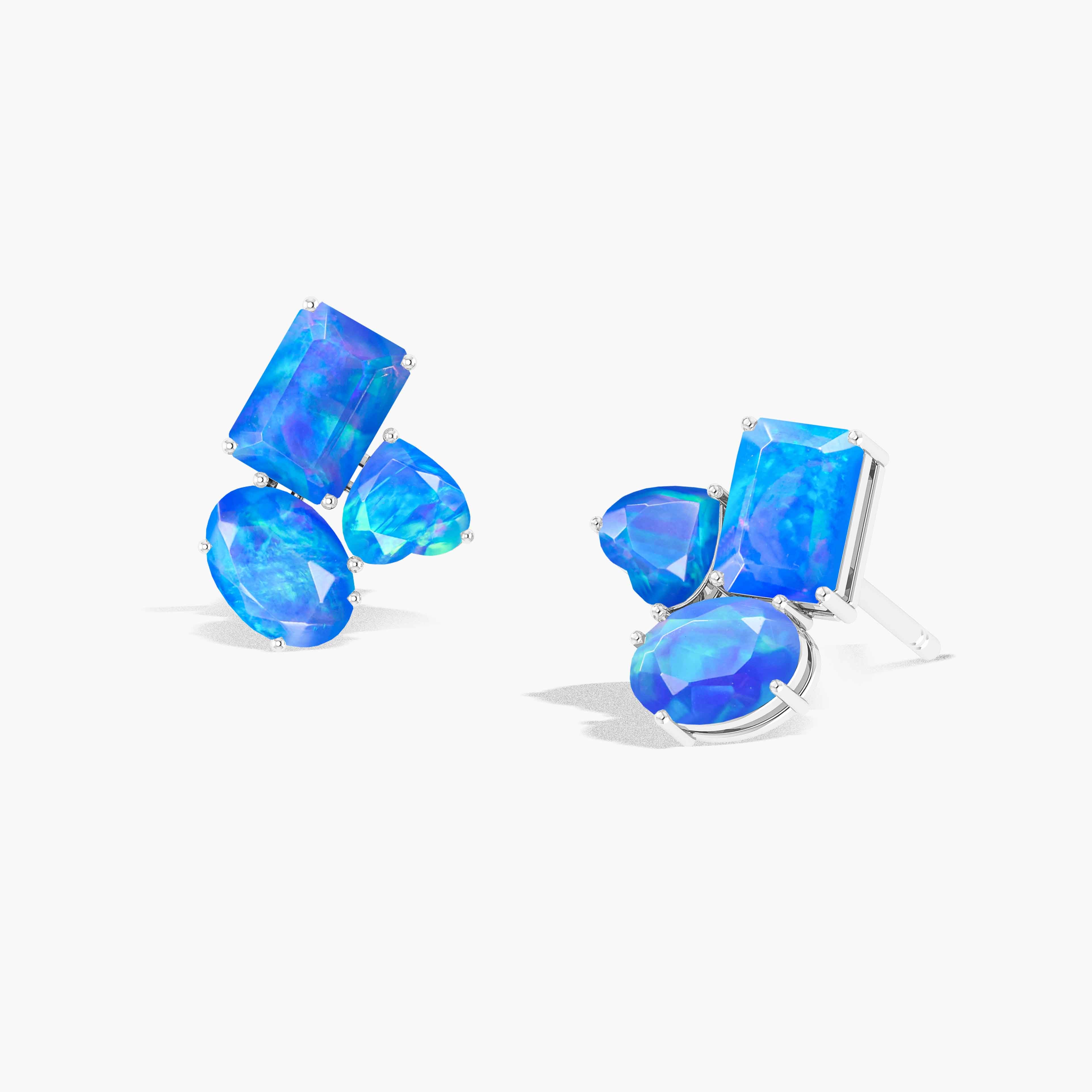 Blue Opal Stud Earrings for Women - Dainty Multi-Shape Stone Earrings for Everyday Wear | Perfect for Gifts, Parties & Casual Outfits
