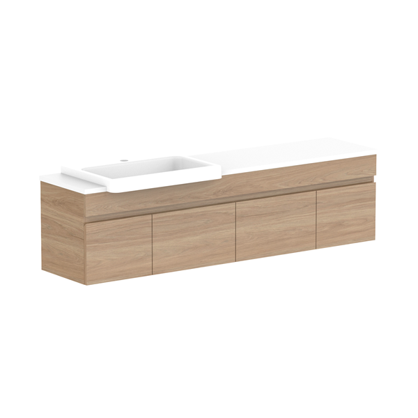 ADP Glacier Pro Semi Recessed Bathroom Vanity Set with Solid Surface Top - 24 Inch Modern Slim Cabinet for Small Spaces, Perfect for Powder Rooms and Guest Bathrooms