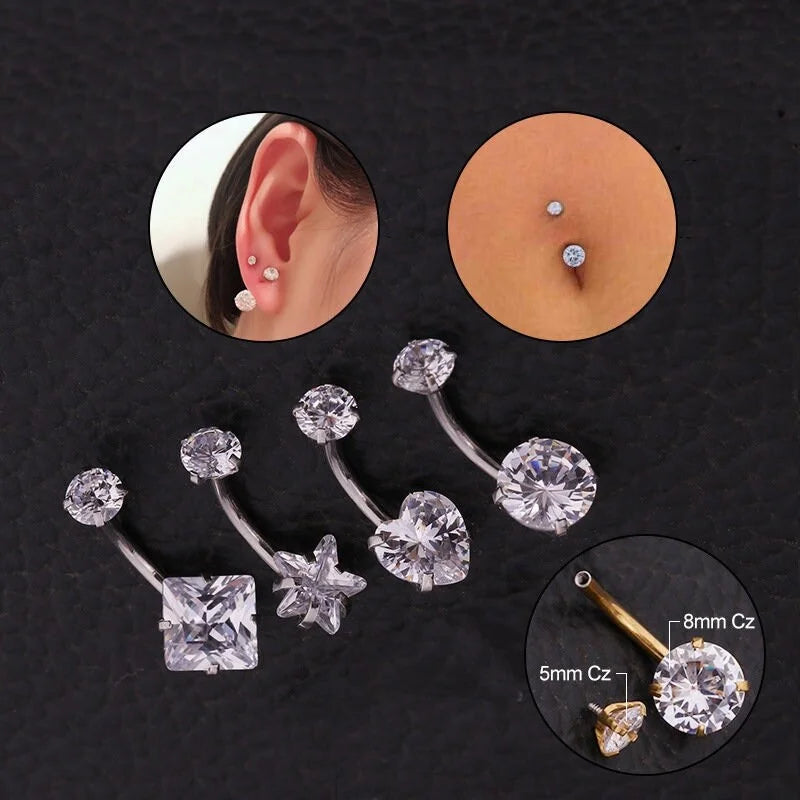 14G Surgical Steel Gold Navel Ring - Hypoallergenic Belly Button Piercing Jewelry for Women | Perfect for Everyday Wear, Parties & Beach Outfits (ER8526)
