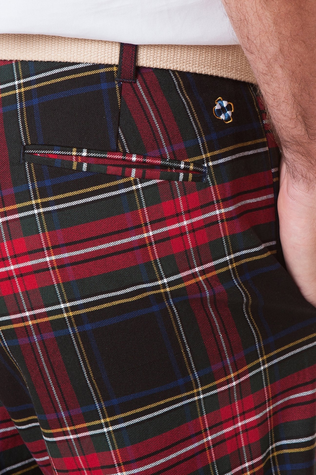 Men's Harbor Pant Stretch Twill Pants - Black Stewart Tartan Plaid for Casual Wear & Outdoor Activities