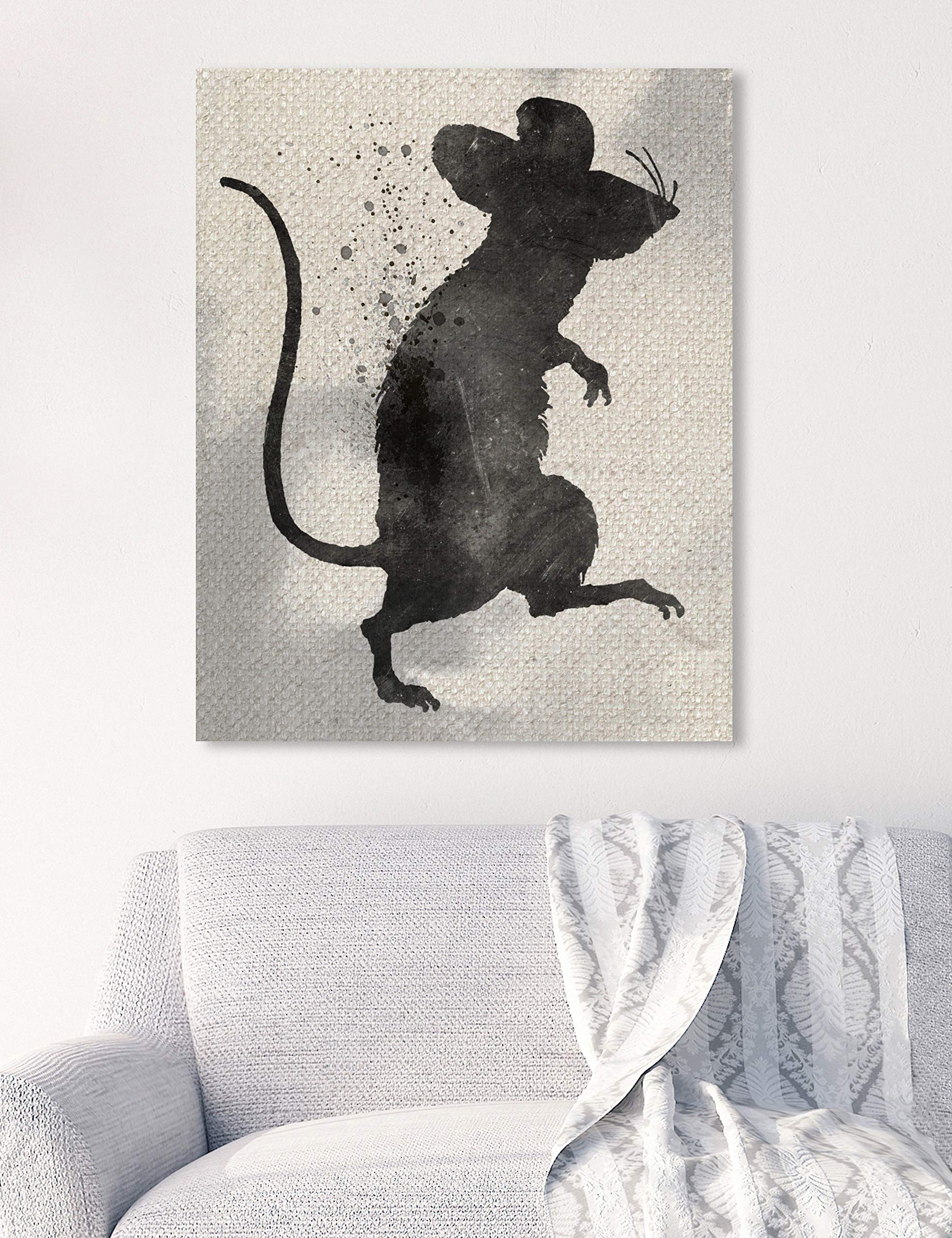 Oliver Gal Artist Co. Rat Silhouette Wall Art Canvas Print - 20x24 Inches Black & Brown Animal Artwork for Home & Office Decor | Modern Living Room, Bedroom, Study Room Wall Decor