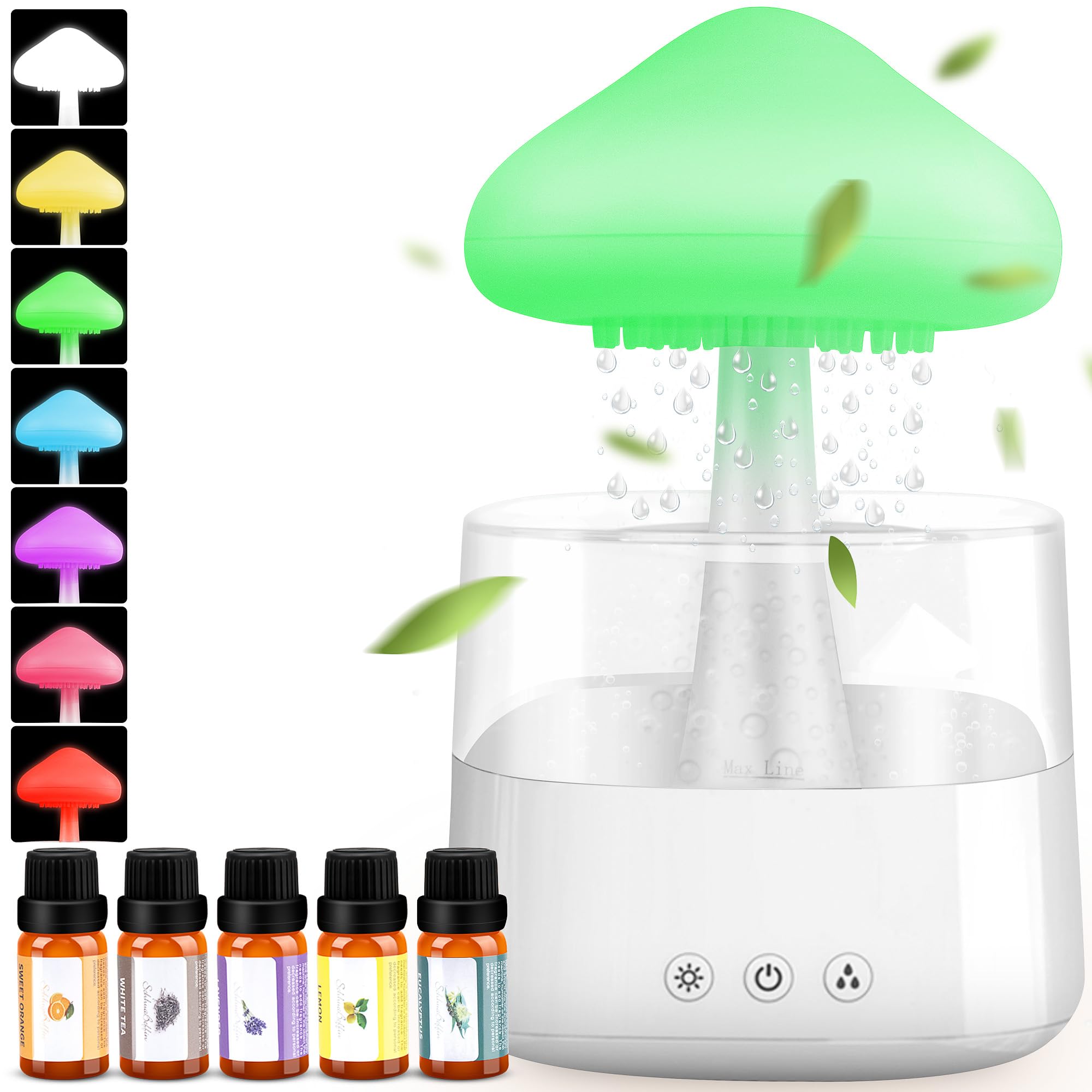 Rain Cloud Humidifier with Essential Oil Diffuser - 7 Color Changing Night Light for Bedroom, Desk & Nursery - White Mushroom Cloud Humidifier for Better Sleep, Relaxation & Mood Enhancement (Perfect for Aromatherapy, Meditation & Stress Relief)
