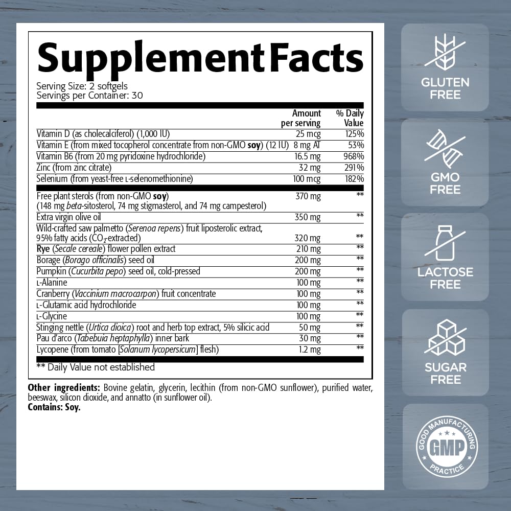 New Roots Prostate Support Supplement - 60 Softgels with Saw Palmetto, Plant Sterols & 16 Herbal Ingredients for Urinary Health | Supports Weak Urine Flow & Frequent Urination Relief | Natural Men's Wellness Formula with Borage Oil, Selenium, Vitamins & Zinc | Ideal for Active Lifestyles & Aging Support