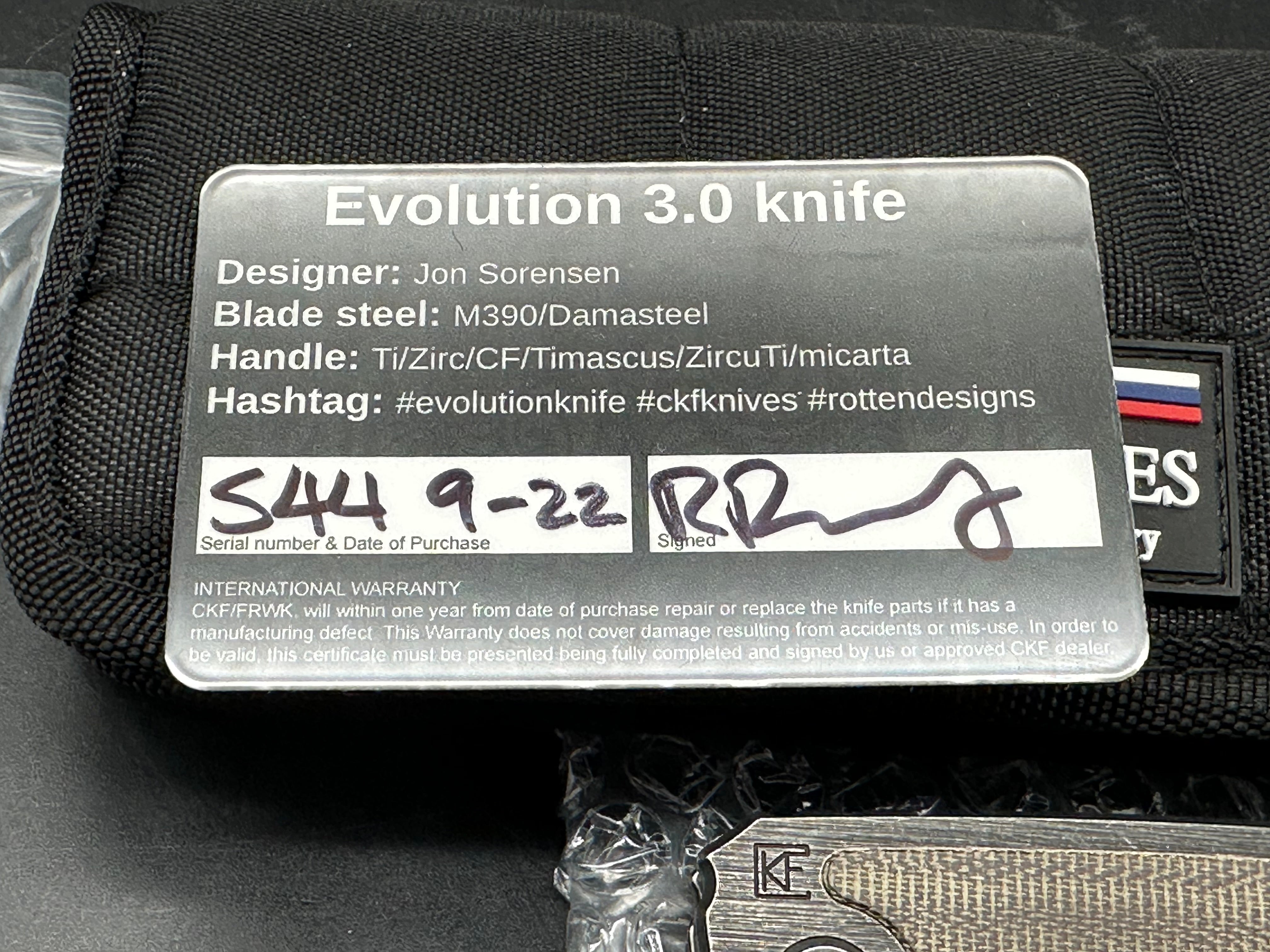 Custom Knife Factory CKF Rotten EVO 3.0D #544 - M390 Hollow Ground Blade, Full Blackwash Finish, OD Green Micarta Inlays - Premium EDC Folding Knife for Outdoor, Camping & Tactical Use
