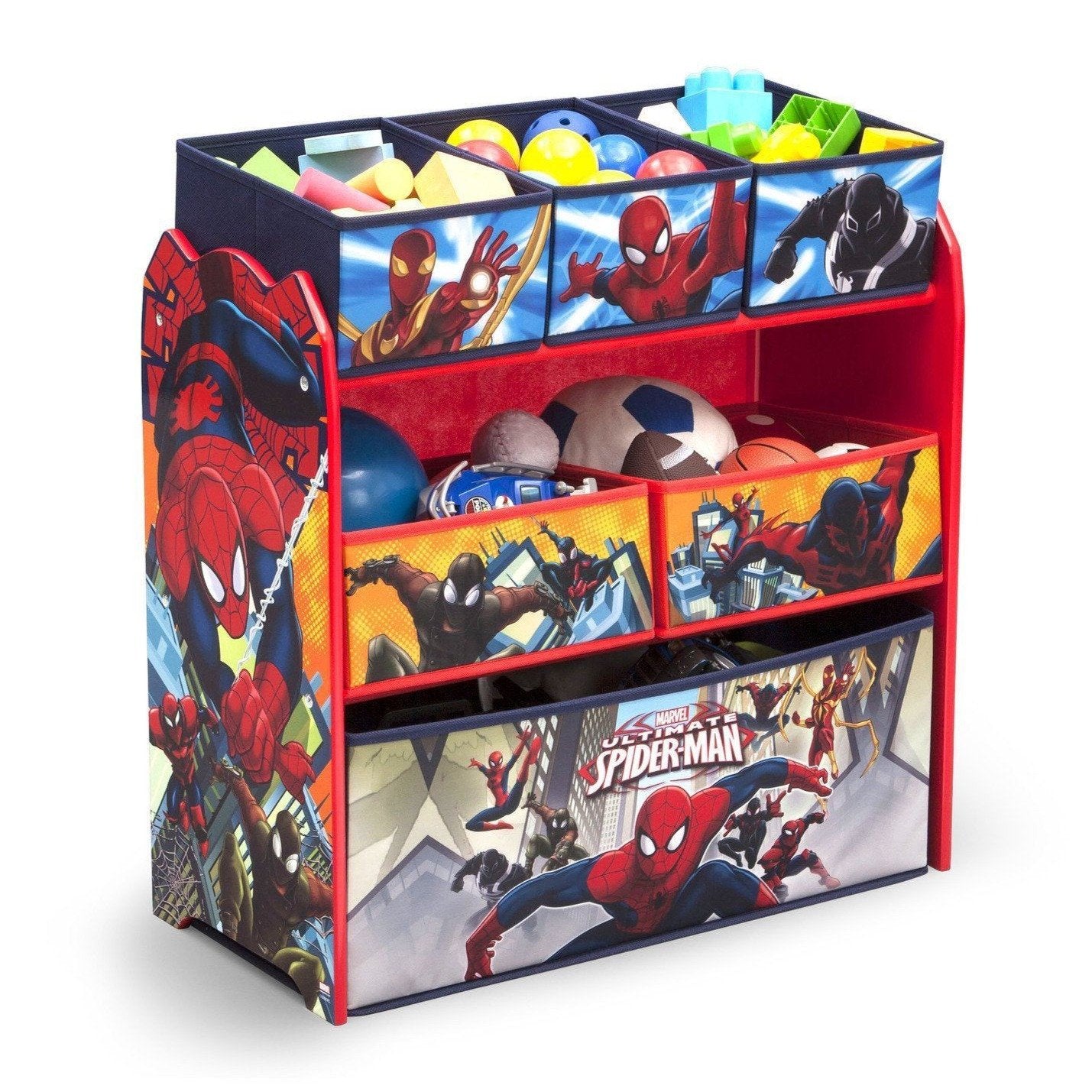 Spider-Man Toy Storage Organizer with Multiple Bins - Perfect for Kids' Room, Playroom & Toy Organization