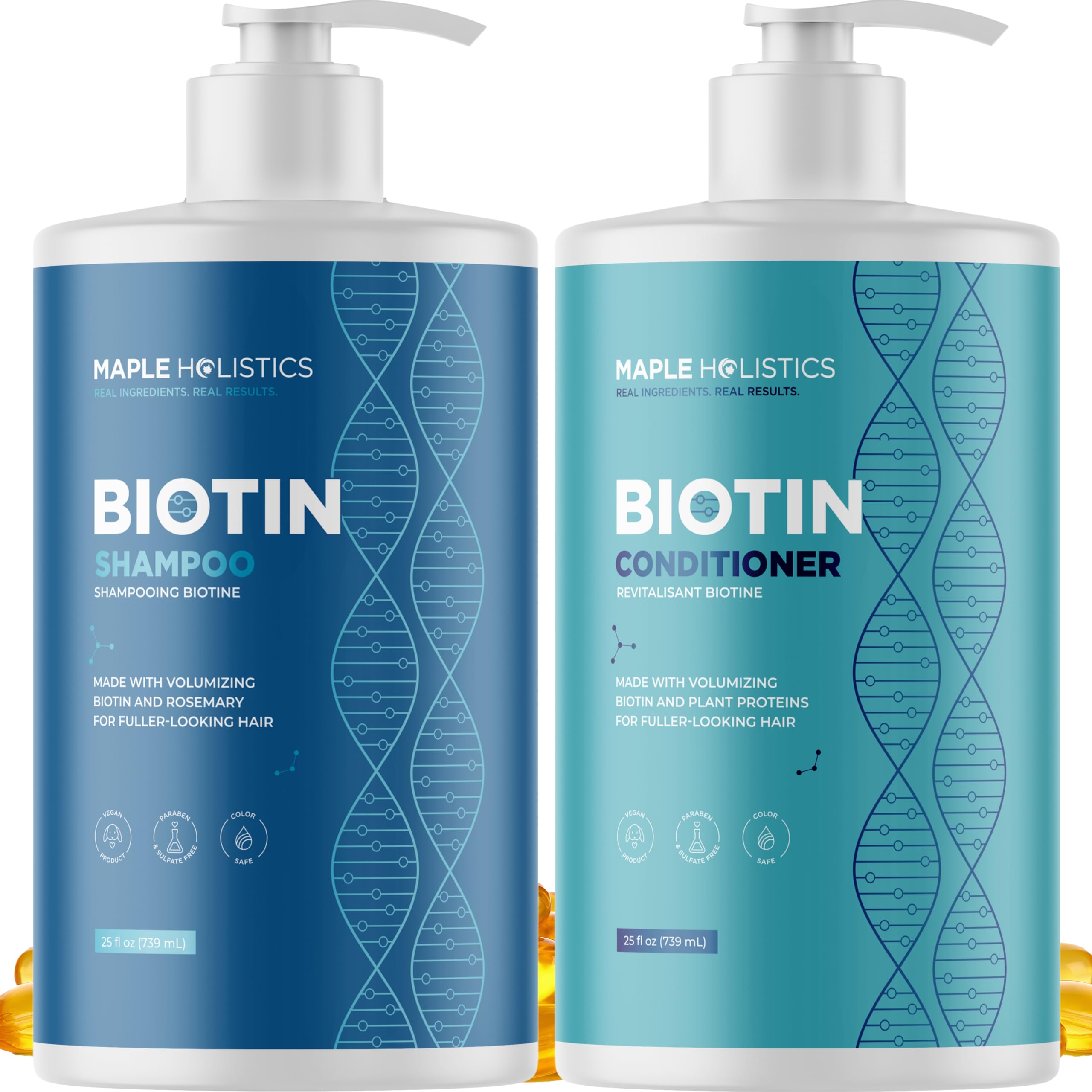 Biotin Hair Growth Supplement & Volumizing Shampoo Conditioner Set for Men & Women - Thinning Hair Treatment with Biotin Pills & Hair Care Bundle | Promotes Healthy Hair Growth for Daily Use & Hair Loss Prevention
