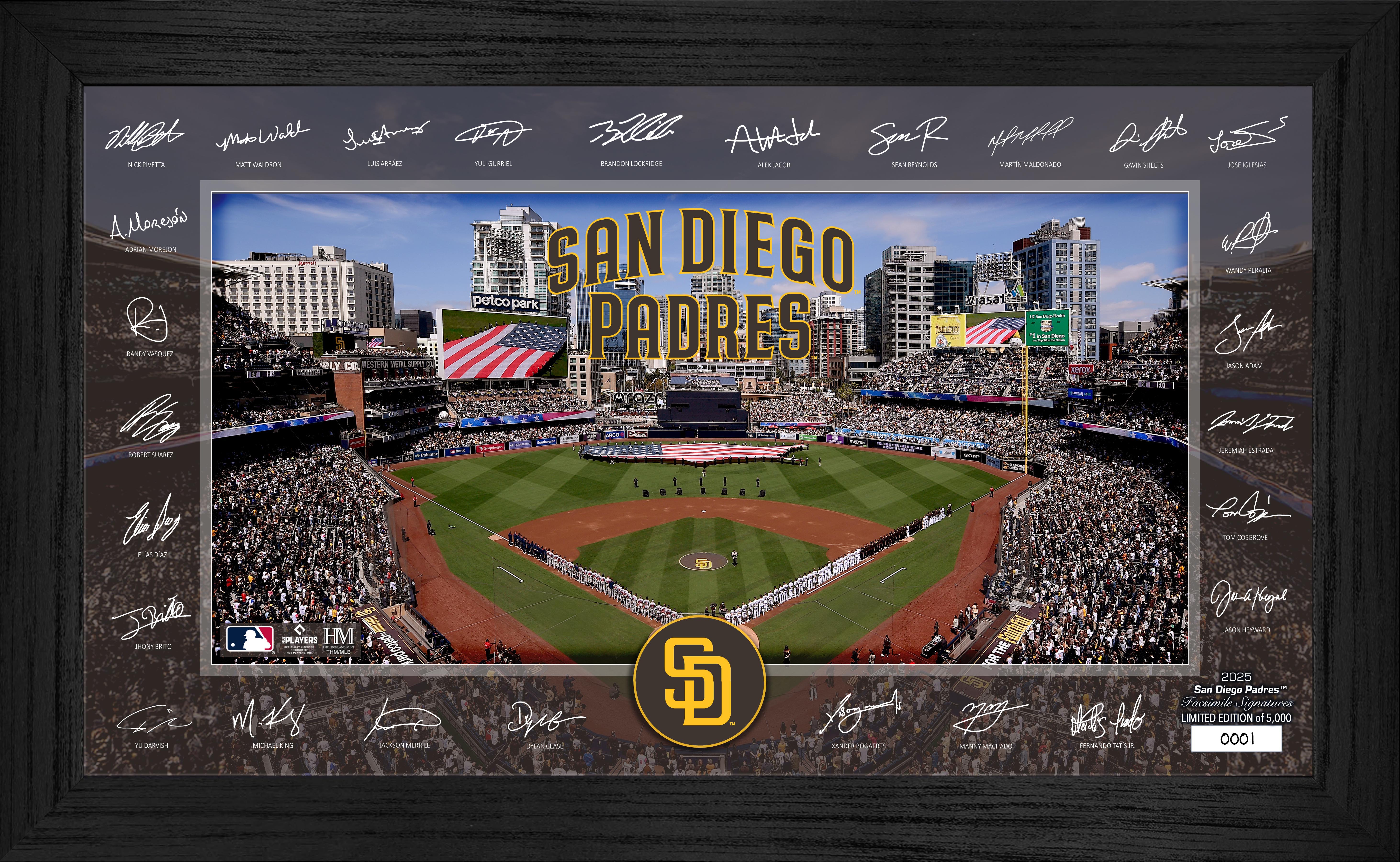 San Diego Padres 2025 Signature Field Frame - Official MLB Baseball Wall Art - Perfect for Man Cave, Sports Bar & Game Room Decor