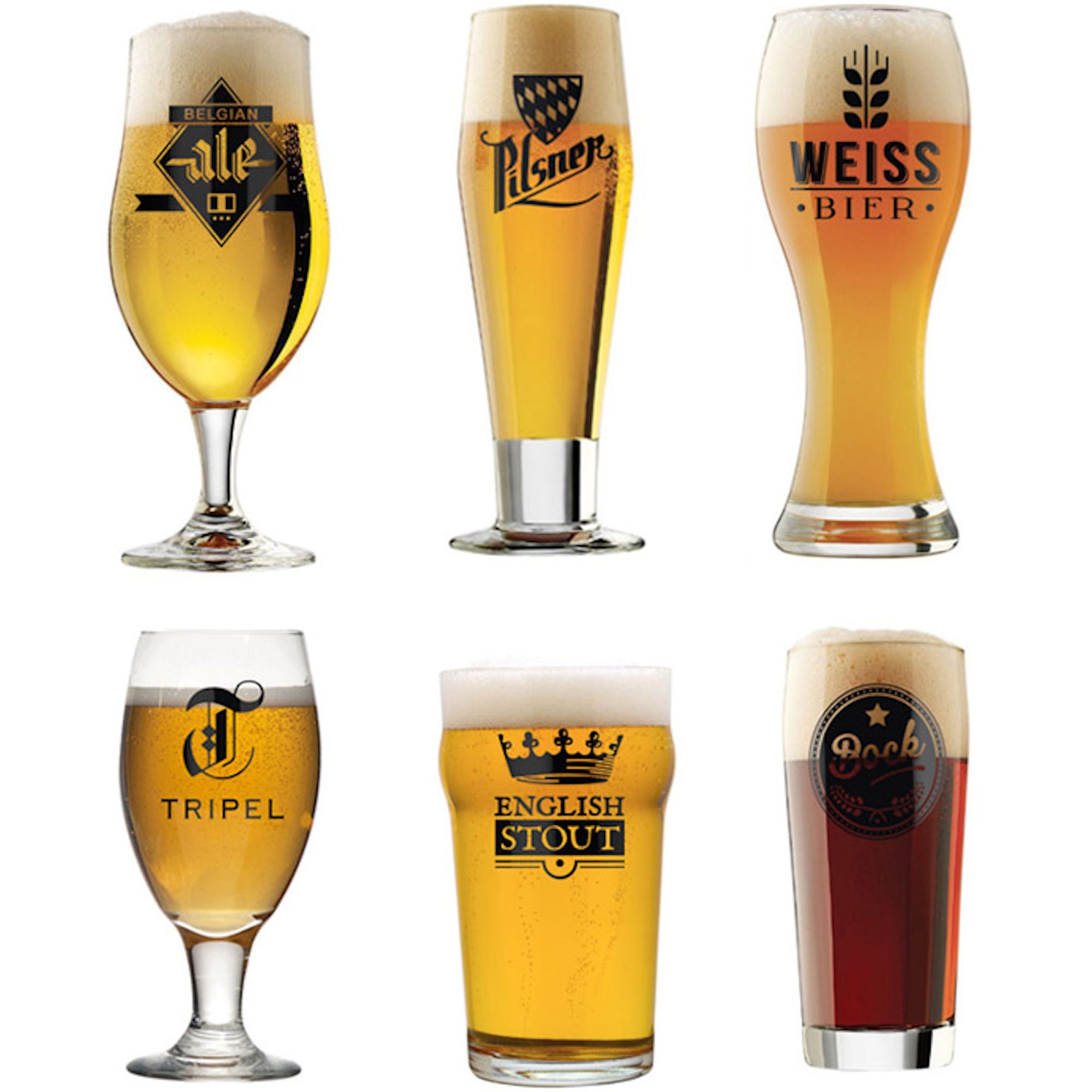 Premium Beer Glass Set - 6-Piece Hédoniste Craft Beer Glasses for IPA, Lager & Stout - Ideal for Home Bars, Parties & Gifts for Beer Lovers