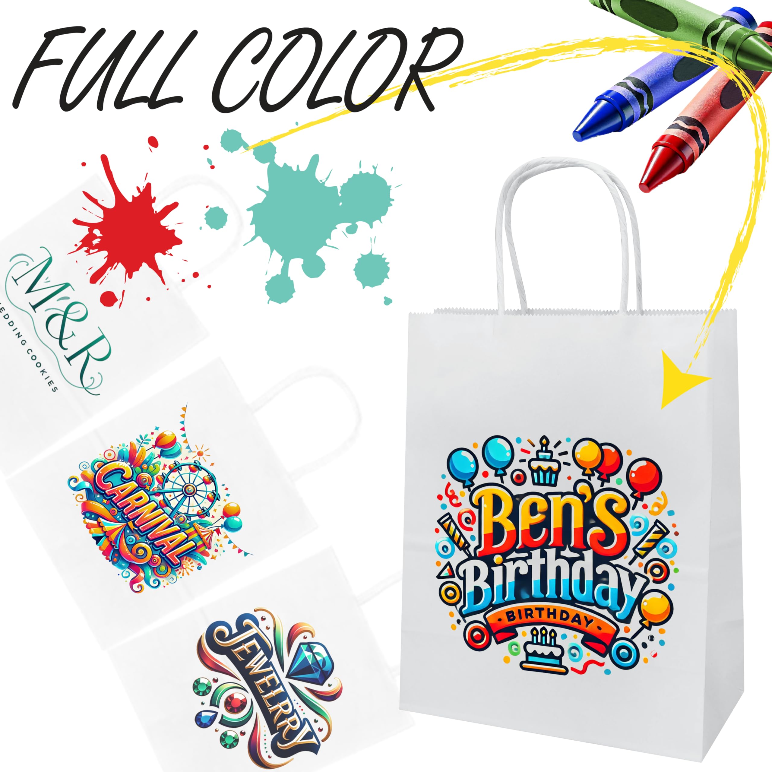 Custom Printed White Kraft Paper Bags - 8