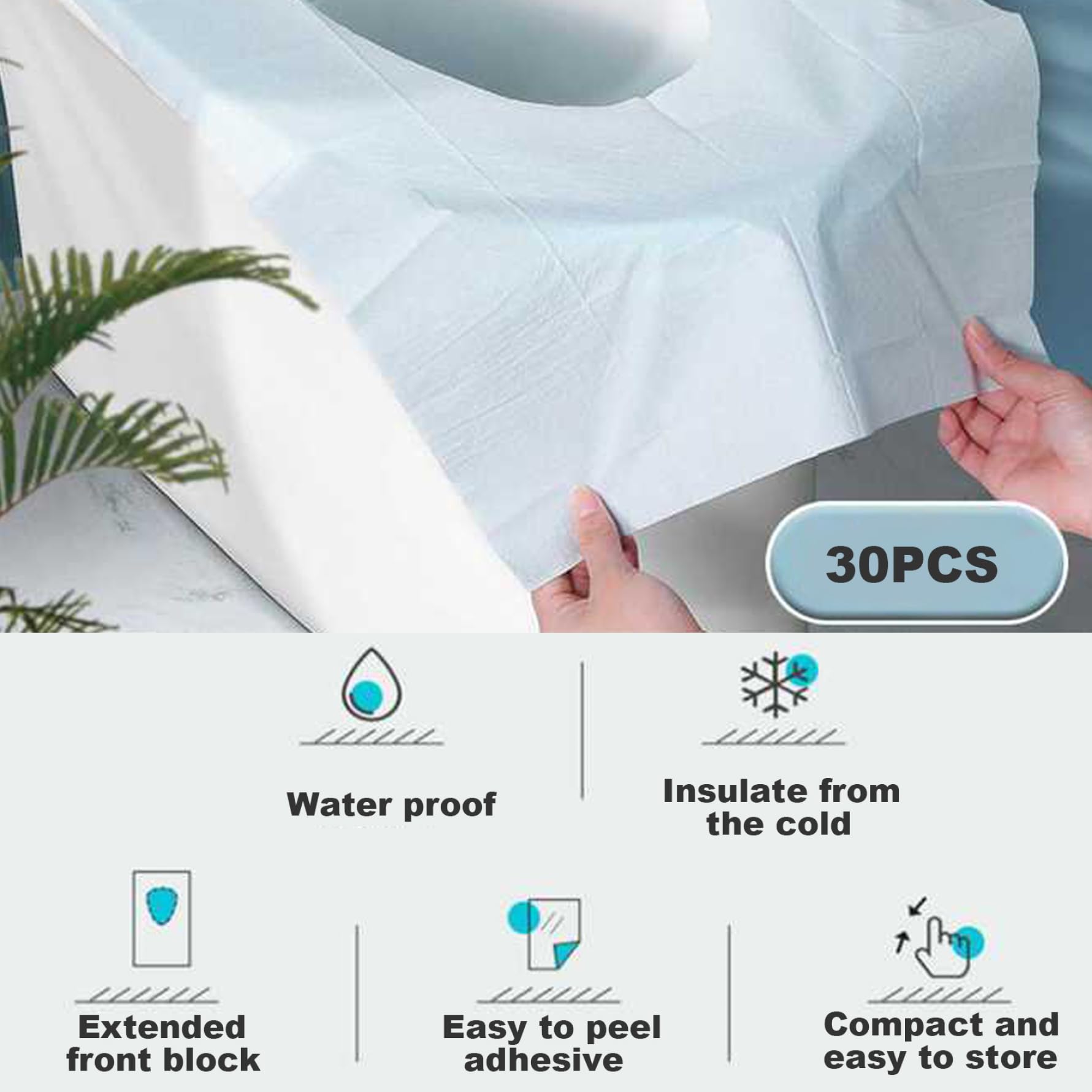 **Disposable Toilet Seat Covers 30Pcs - Flushable, Waterproof & Hygienic Public Restroom Essentials | Travel, Office & Outdoor Use**