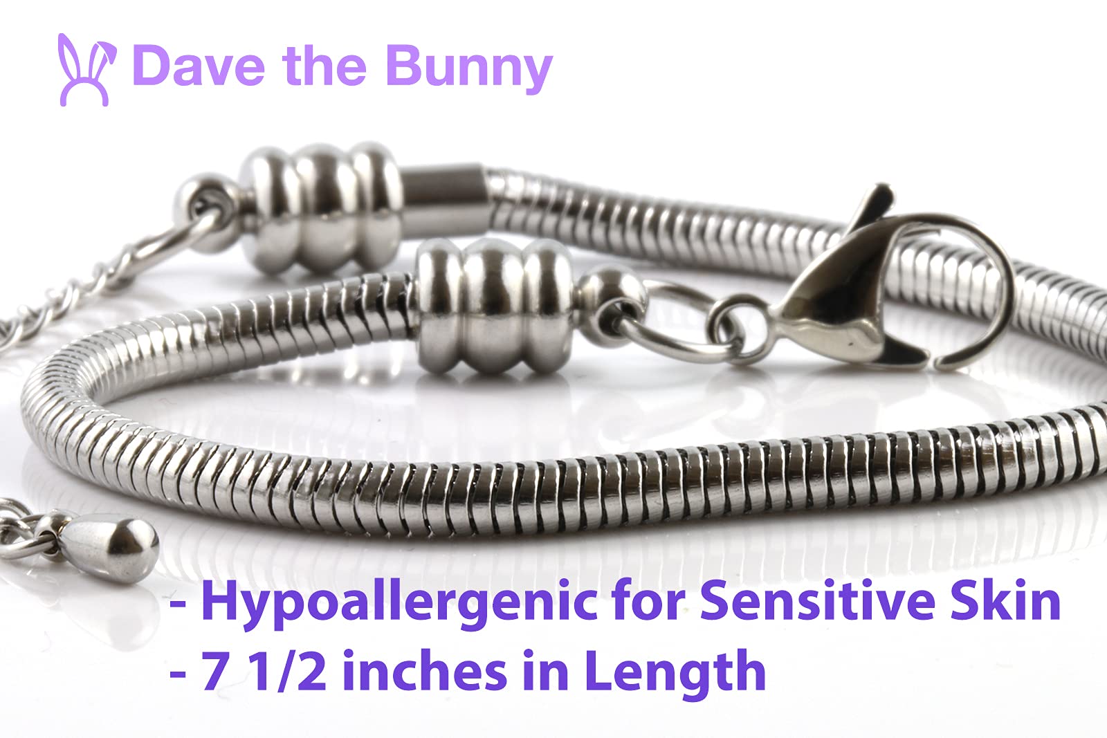 Dave The Bunny Wolf Bracelet - Howling Wolf Stainless Steel Snake Chain Charm Bracelet for Women & Men - Perfect for Outdoor Adventures, Gifts & Boho Fashion