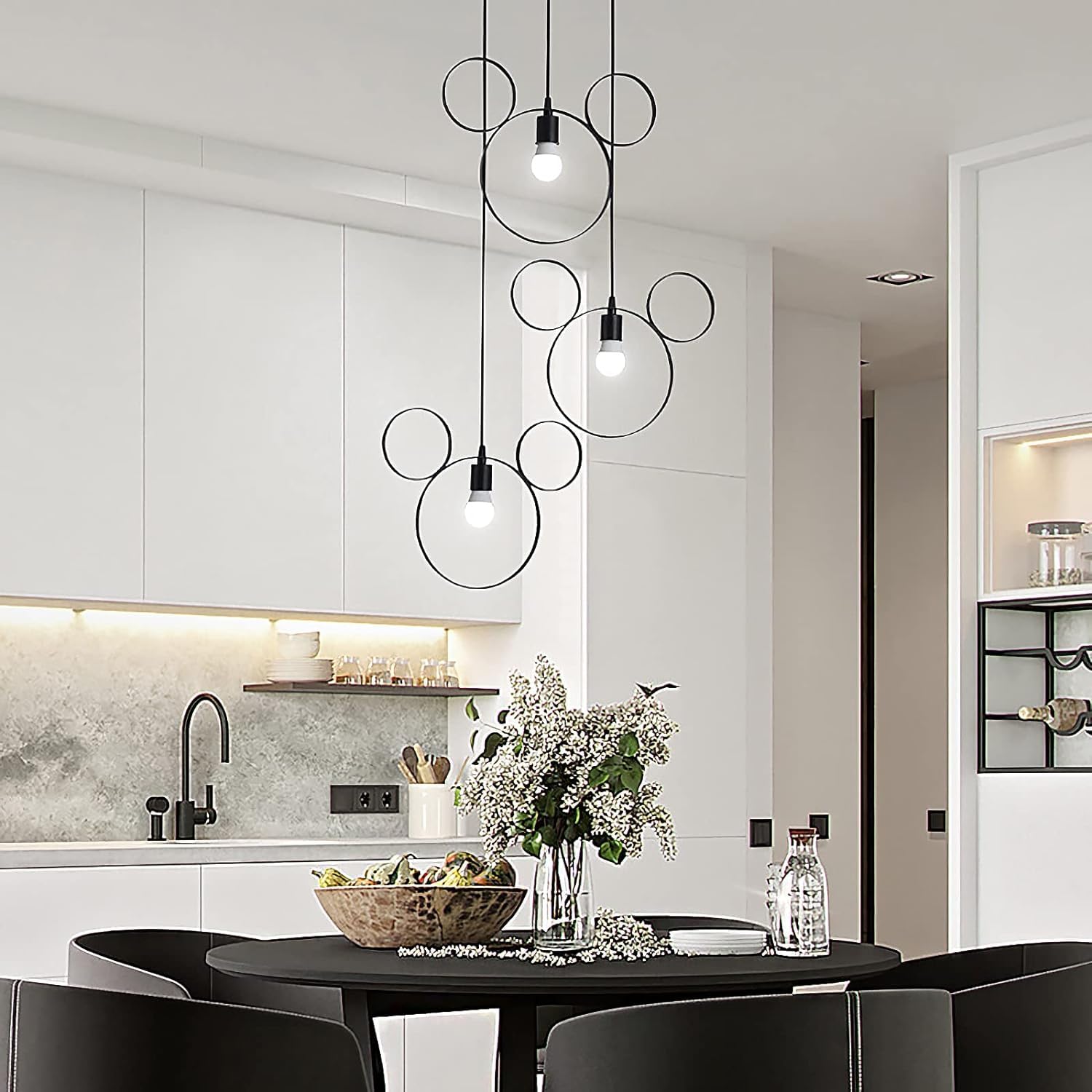 Cartoon Mouse Pendant Light - Cute Iron Chandelier for Kids Bedroom & Kitchen Island Decor