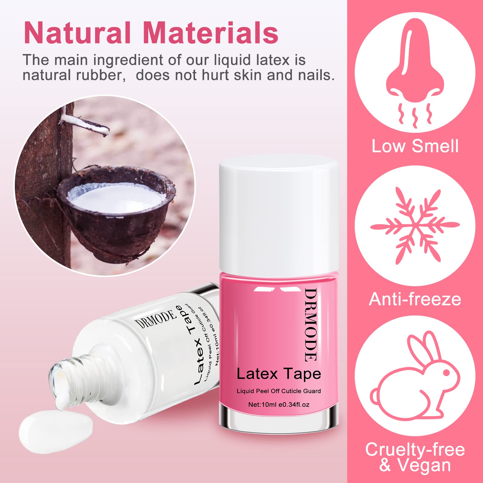 DRMODE Fast-Drying Liquid Latex for Nails - Peel Off Nail Polish Barrier & Cuticle Protector - Perfect for Nail Art, Stamping, and Manicures (Use with Tweezers for Precision) - Ideal for Salon Professionals & DIY Nail Enthusiasts
