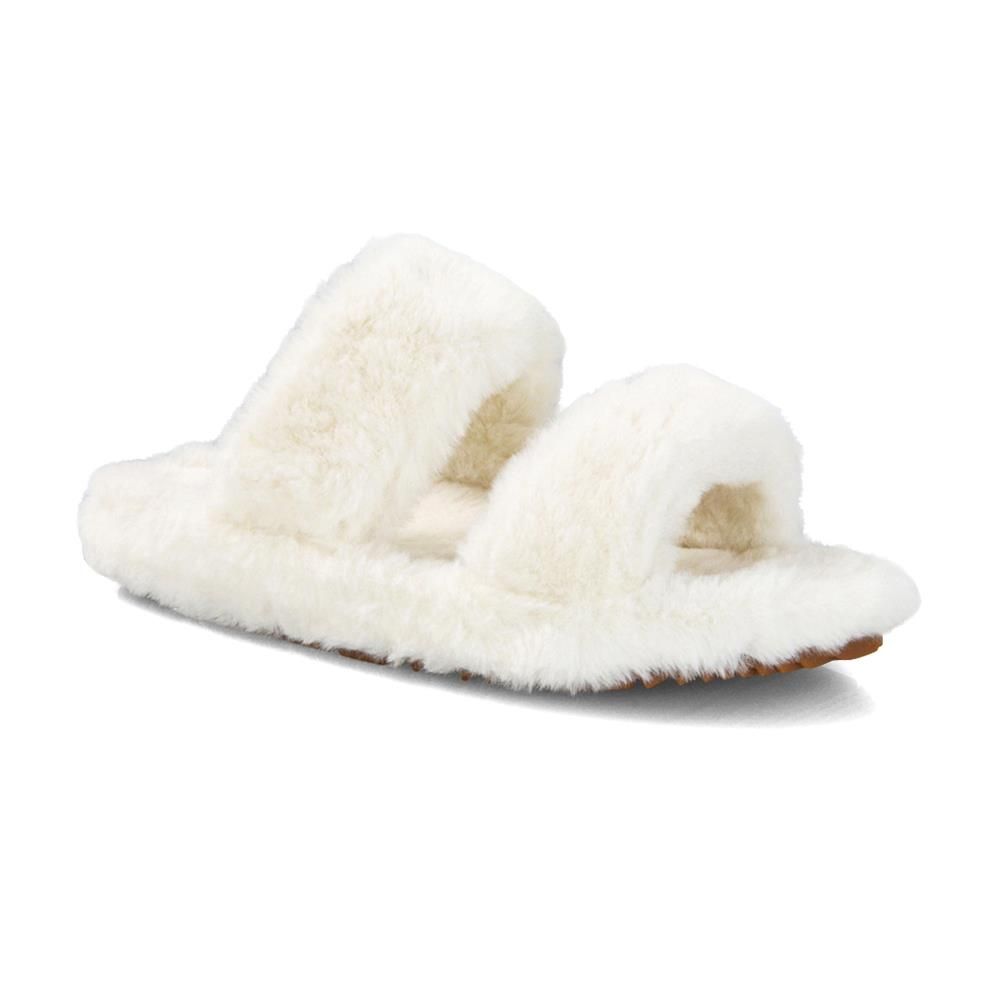 Chloe Fluffy Double Strap Slide Sandals for Women - Comfortable Summer House Slippers & Pool Slides - Perfect for Beach, Vacation, and Indoor Lounging