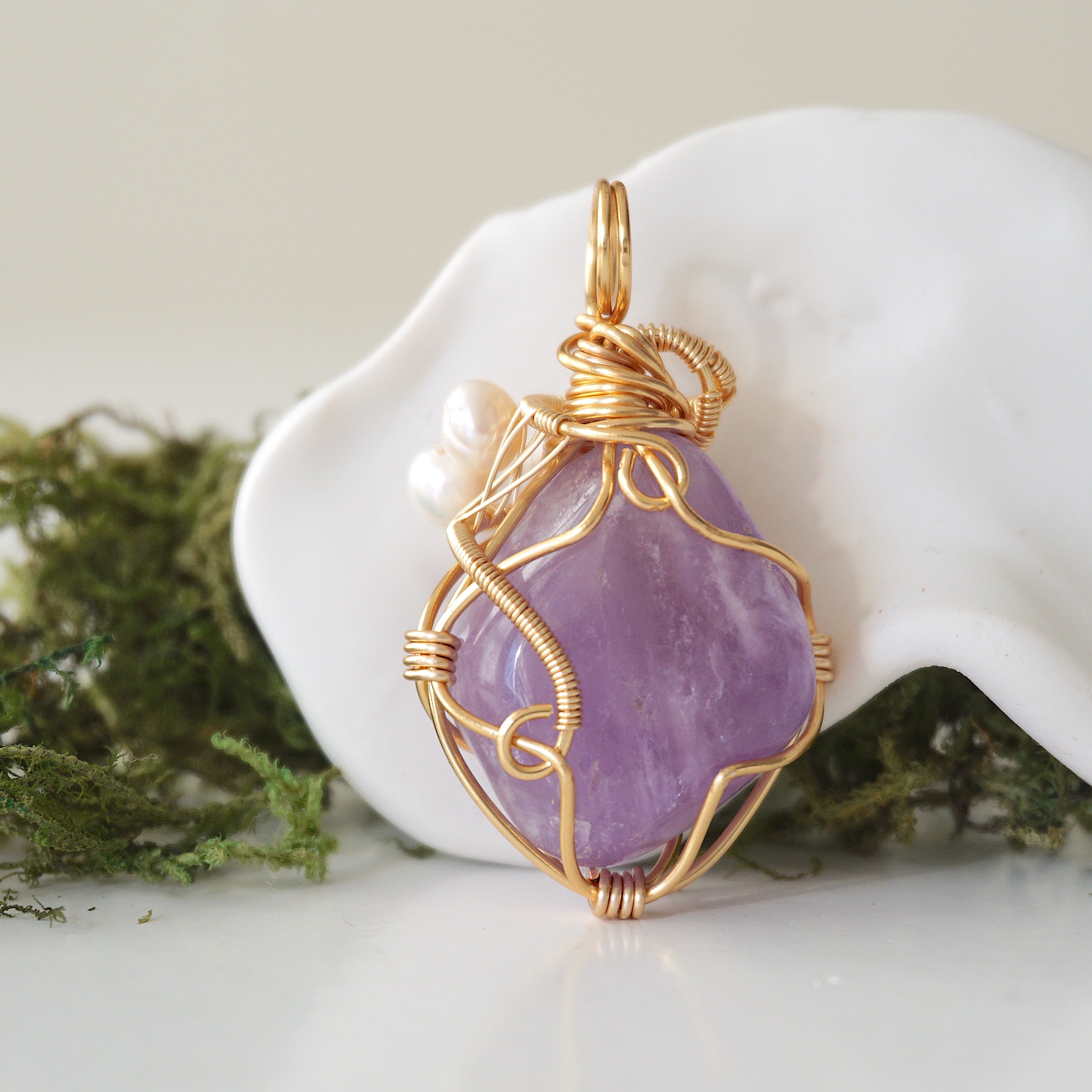 Elegant Amethyst & Pearl Necklace - 14K Gold Plated Jewelry for Women | Perfect for Weddings, Parties & Special Occasions