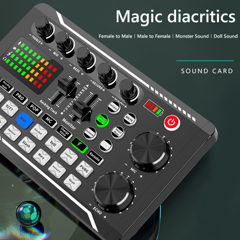 Professional USB Audio Interface Sound Card Kit for Studio Recording, Live Streaming & Music Production - Compatible with PC, Mac & Phone - Includes Mixer & Cables (Sound Card Only) - Perfect for Podcasting, Gaming & Home Studio Setup