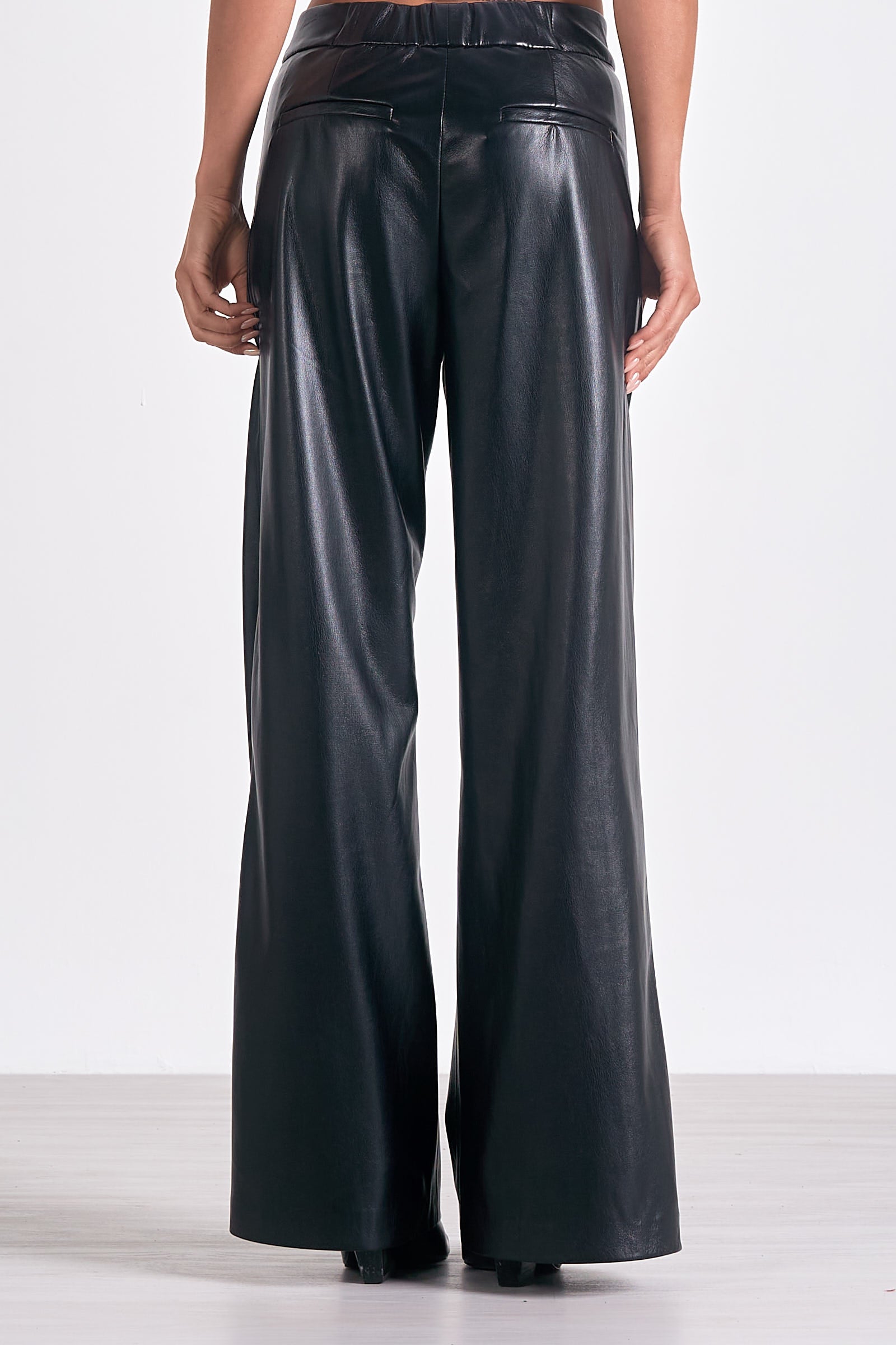 Stylish Black Faux Leather Pants for Women - High Waisted Vegan Leather Trousers - Trendy Casual & Night Out Bottoms (Perfect for Club, Party, and Everyday Wear)