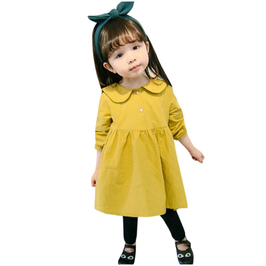 Cartoon Cat Print Toddler Girl Dress - Long Sleeve Princess Outfit for Playtime & Parties