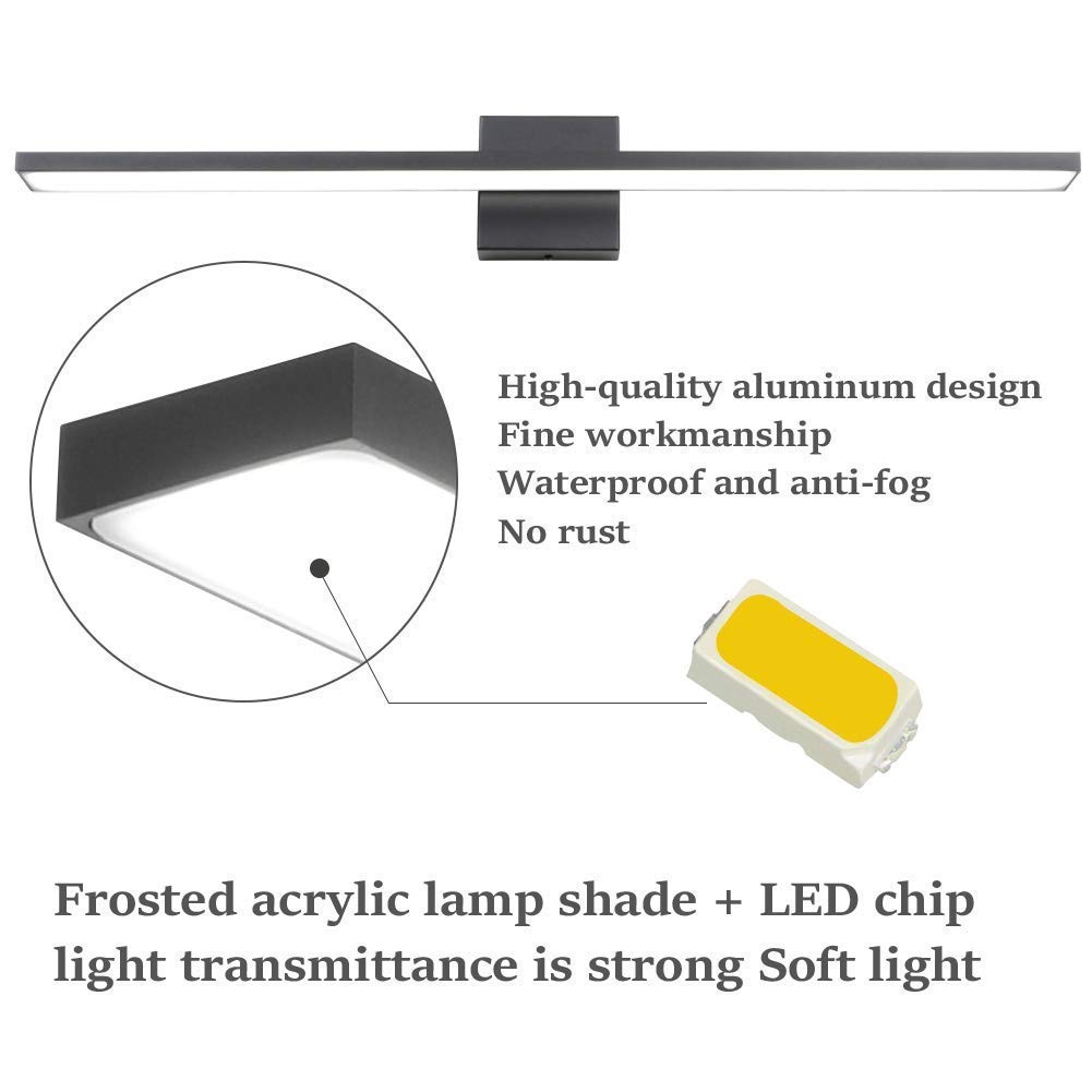 Ralbay 31.5 Inch Modern LED Black Vanity Light - 6-Piece Bathroom Lighting Set with 28W Frosted Aluminum Fixtures, 6000K Cool White for Bathroom Vanity, Mirror, and Makeup Area Lighting