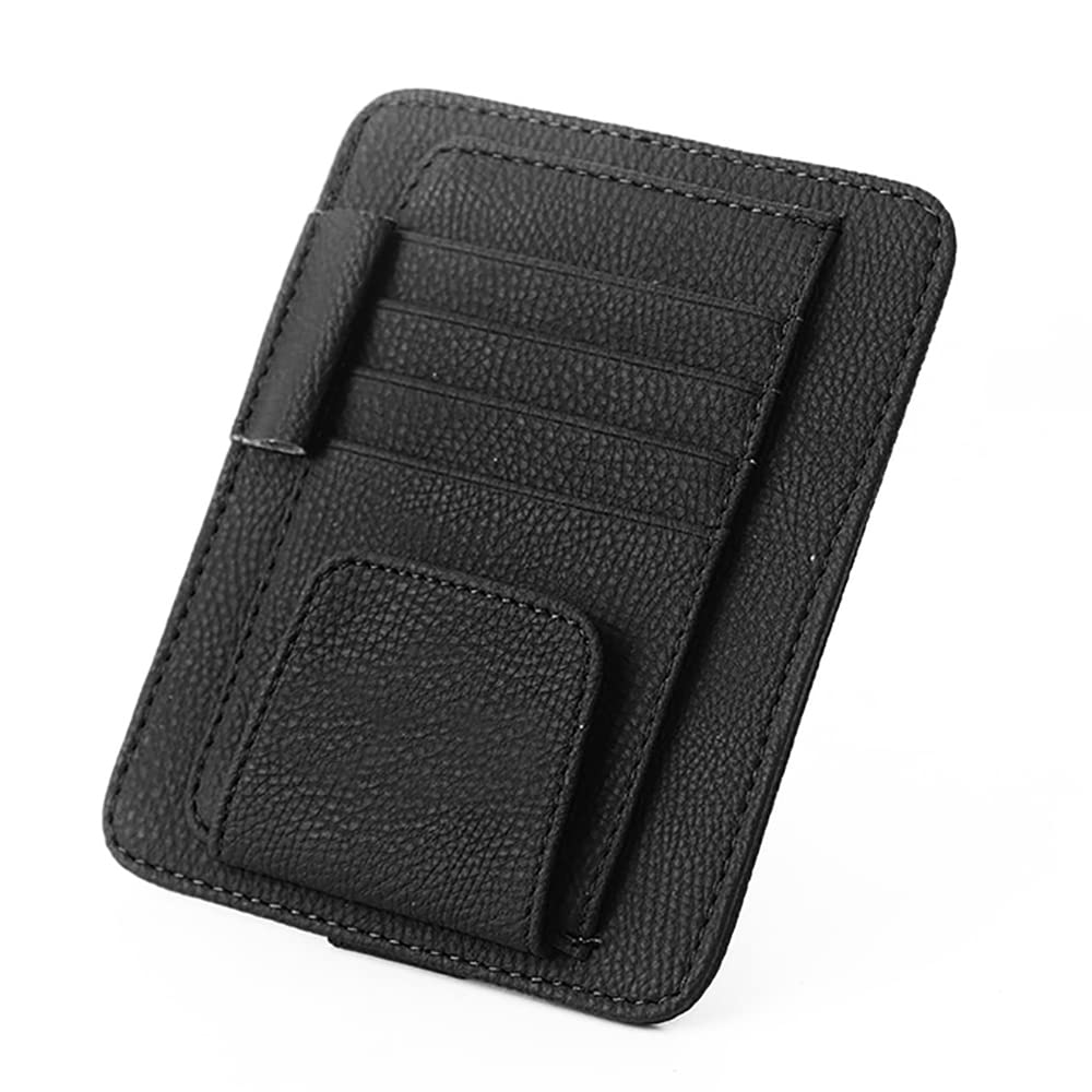 Premium PU Leather Car Sun Visor Organizer - Multi-Pocket Storage Pouch for Sunglasses, Cards & Small Accessories | Auto Interior Organizer with Clip for Trucks & Cars | Perfect for Road Trips, Commuting & Daily Driving