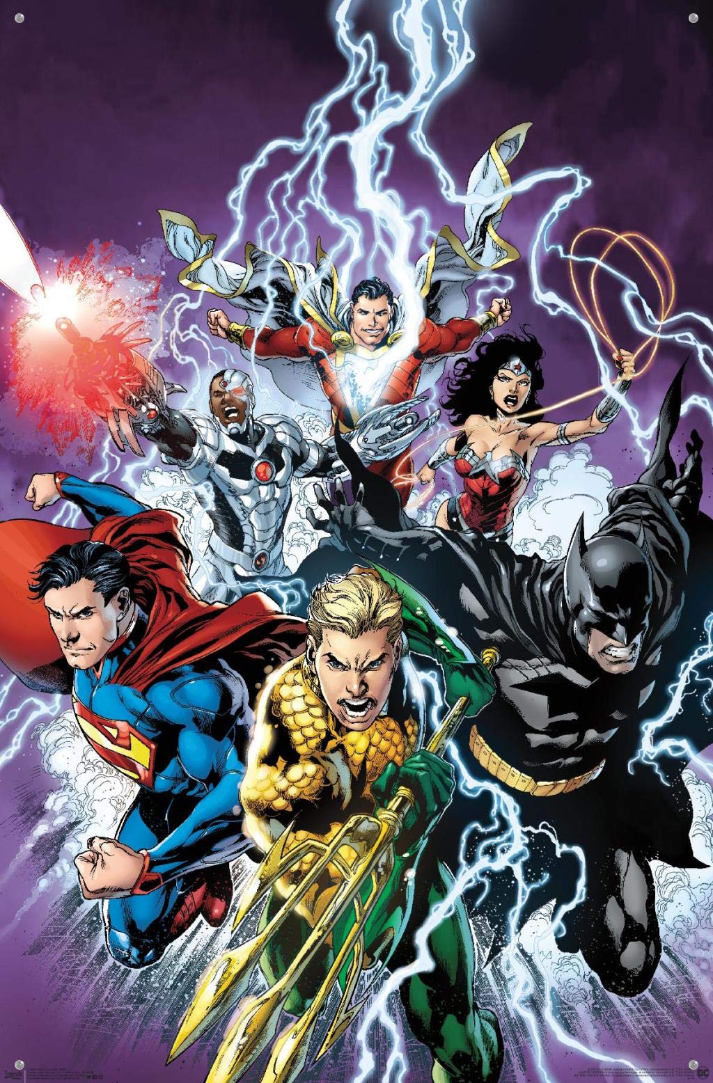 DC Comics Justice League Superheroes Wall Poster with Push Pins - Perfect for Bedroom, Office & Comic Fan Decor