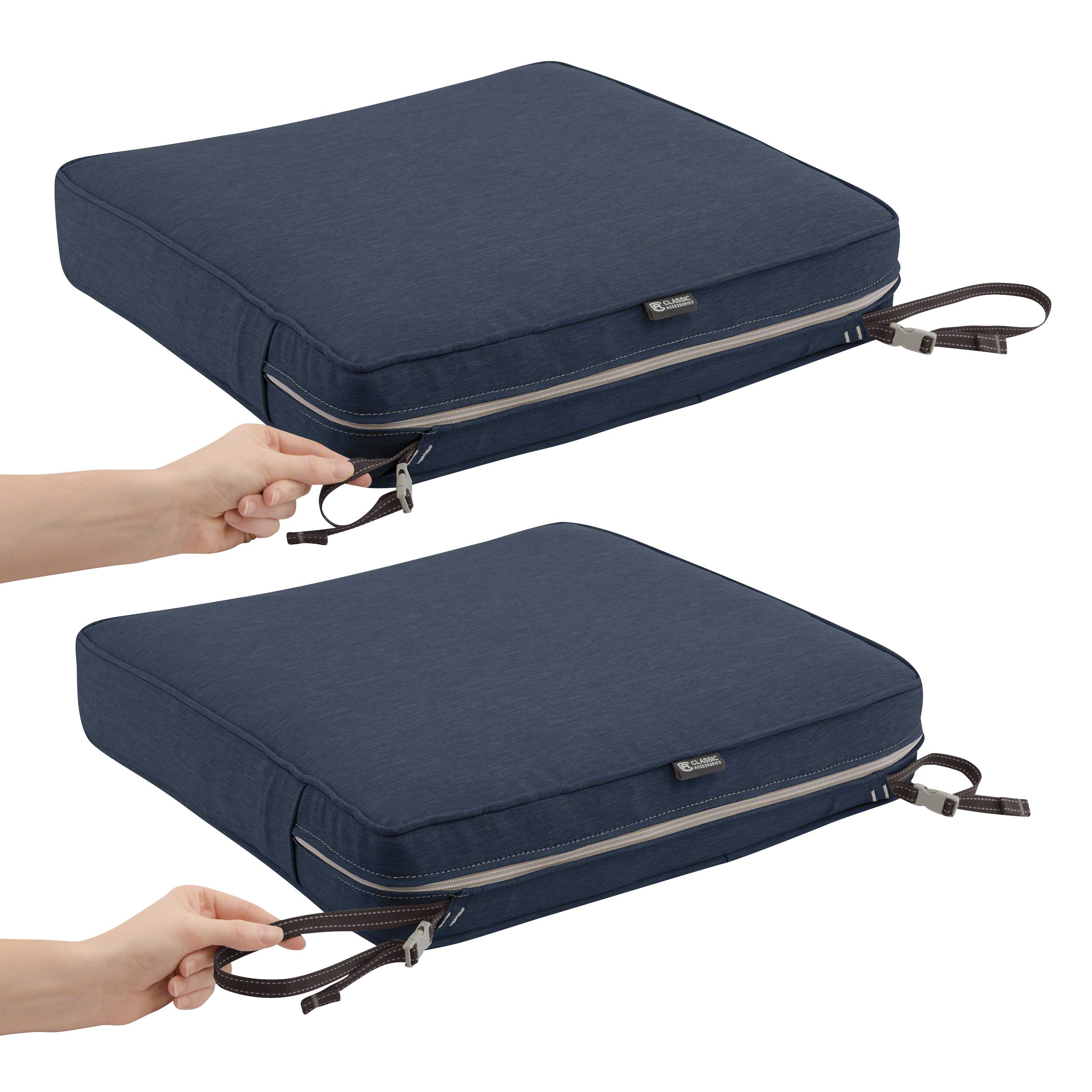 Classic Accessories Montlake 72x21 Outdoor Chaise Lounge Cushion - FadeSafe, Water-Repellent, Heather Indigo - Perfect for Patio, Poolside, and Garden Relaxation