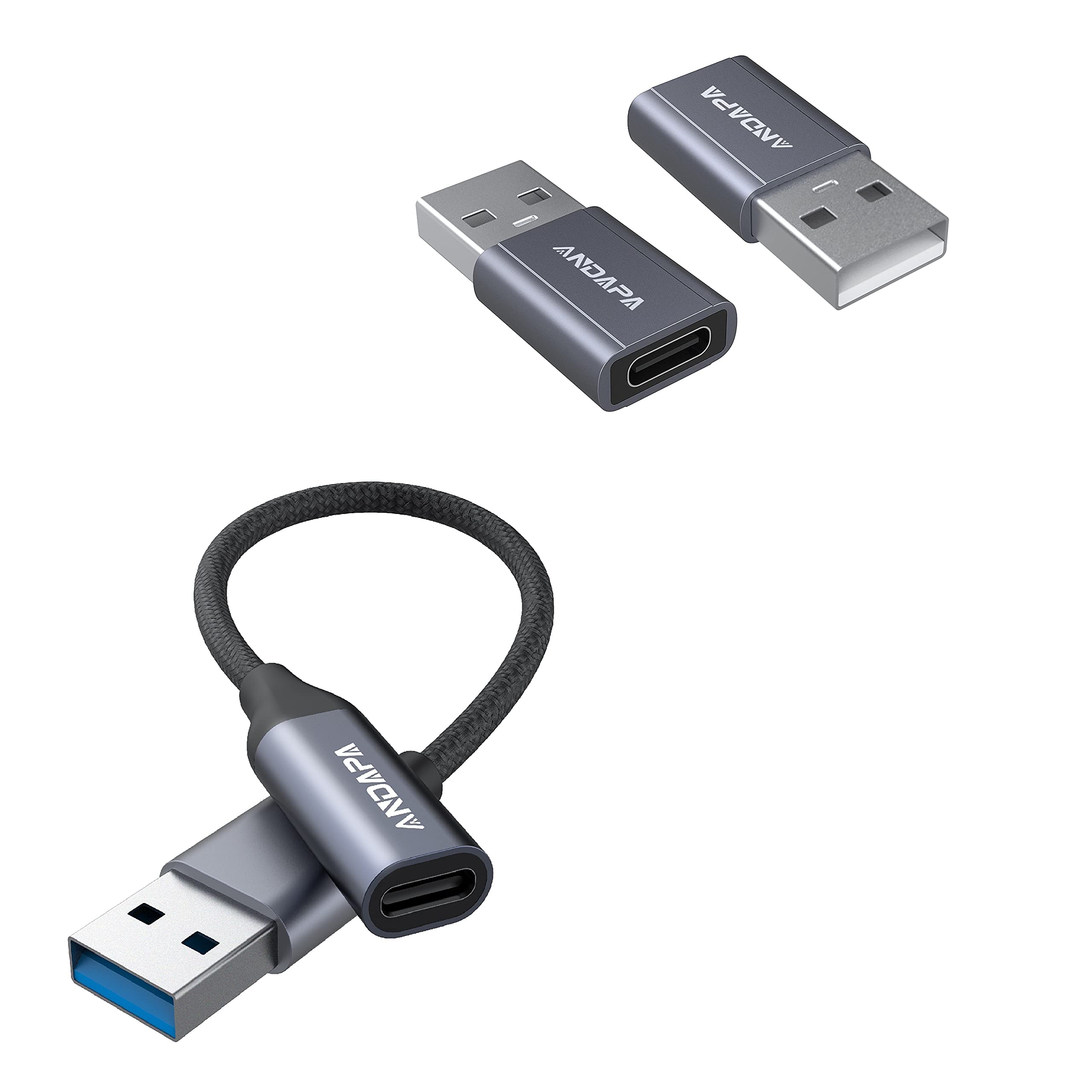 2-Pack USB C Female to USB Male Adapter (USB 3.0) - High Speed Data Transfer for MacBook, iPad Pro, Galaxy S21 & More - Perfect for Charging & Connecting Devices