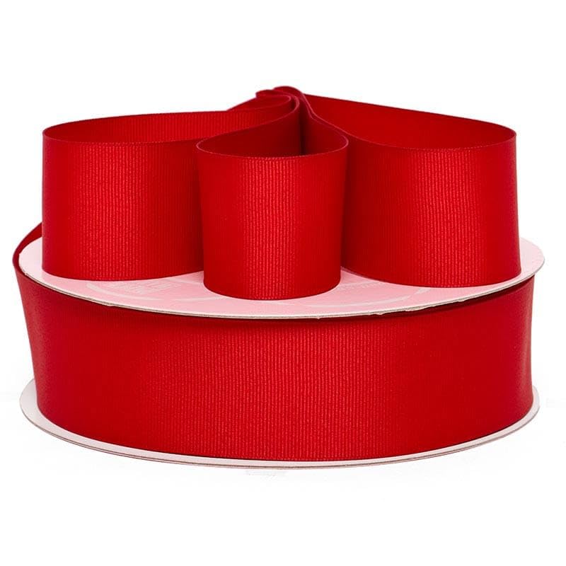Premium 5/8 Inch Red Grosgrain Ribbon - 50 Yards Bulk Roll for Gift Wrapping, DIY Crafts, Hair Bows & Party Decorations