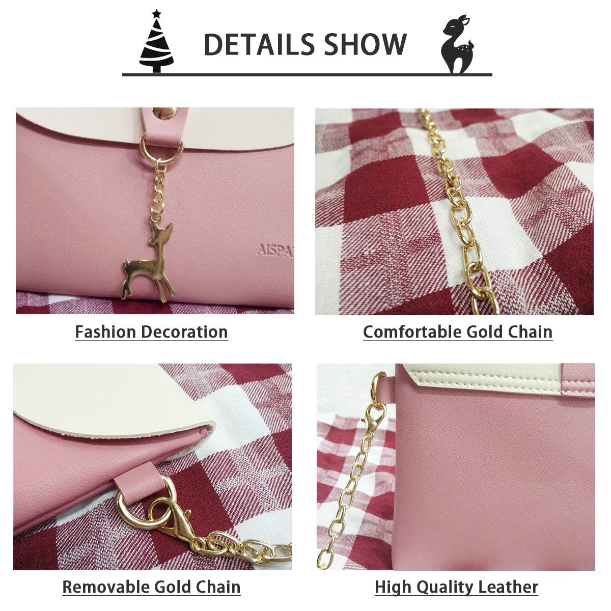 AISPARKY Small Crossbody Purse for Women - PU Leather Mini Shoulder Bag with Adjustable Strap & Gold Chain, Perfect for Daily Use, Travel, and Parties