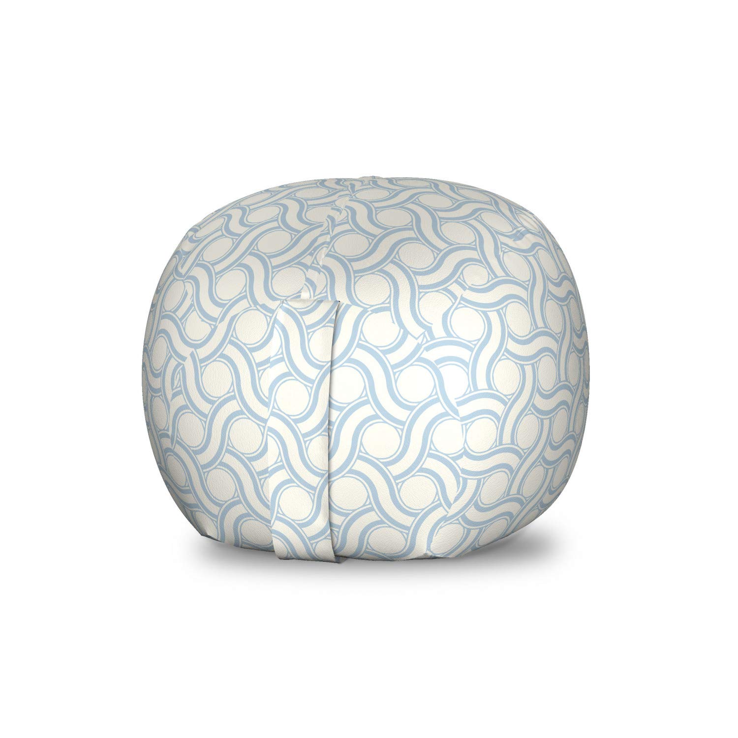 Ambesonne Pastel Blue and Ivory Storage Toy Bag Chair - Abstract Geometric Circles & Stripes Design, Washable Stuffed Animal Organizer for Kids Room, Small Size (Blue-Grey/Ivory) - Perfect for Nursery, Playroom & Bedroom Organization