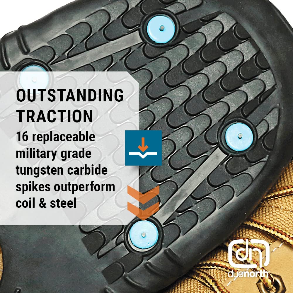 All-Purpose Industrial Ice Cleats for Men & Women - 16-Spike Traction Aids for Walking & Working on Snow & Ice - Perfect for Construction, Mail Delivery & Winter Hiking