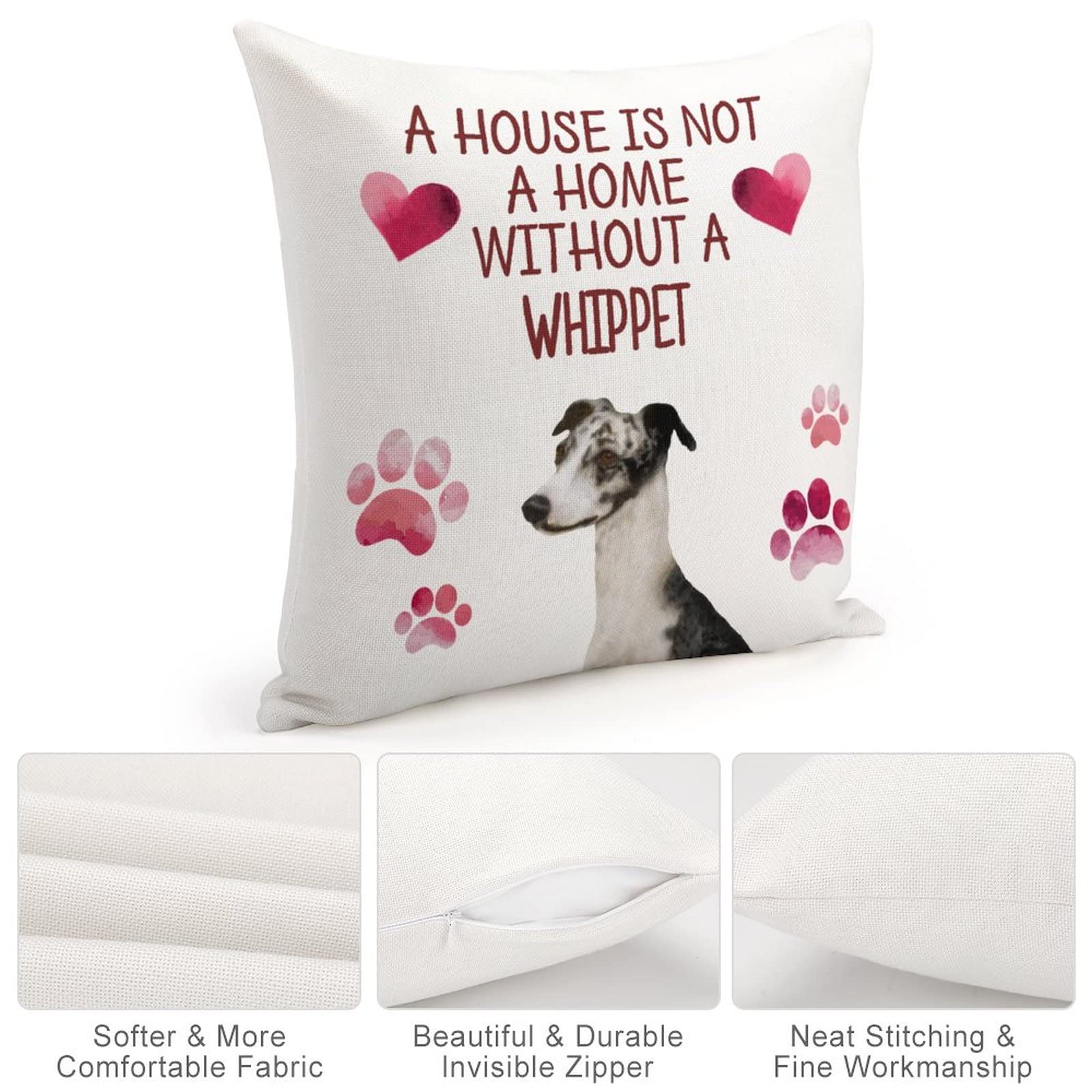 Whippet Pillow Cover 18x18 Inch - Funny Dog Lover Gift for Home Decor