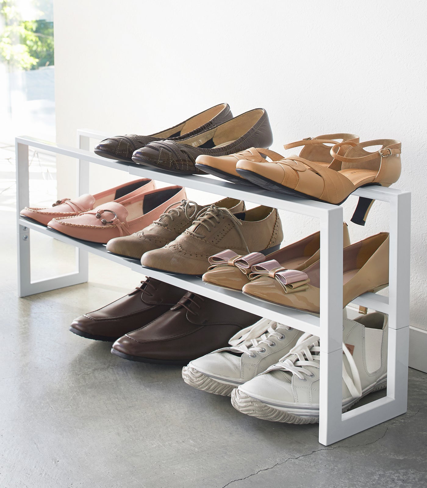 2-Tier Expandable Shoe Rack - 12 Holes Steel Shoe Organizer for Closet & Entryway Storage | Space-Saving Shoe Shelf for Home, Dorm & Office Organization