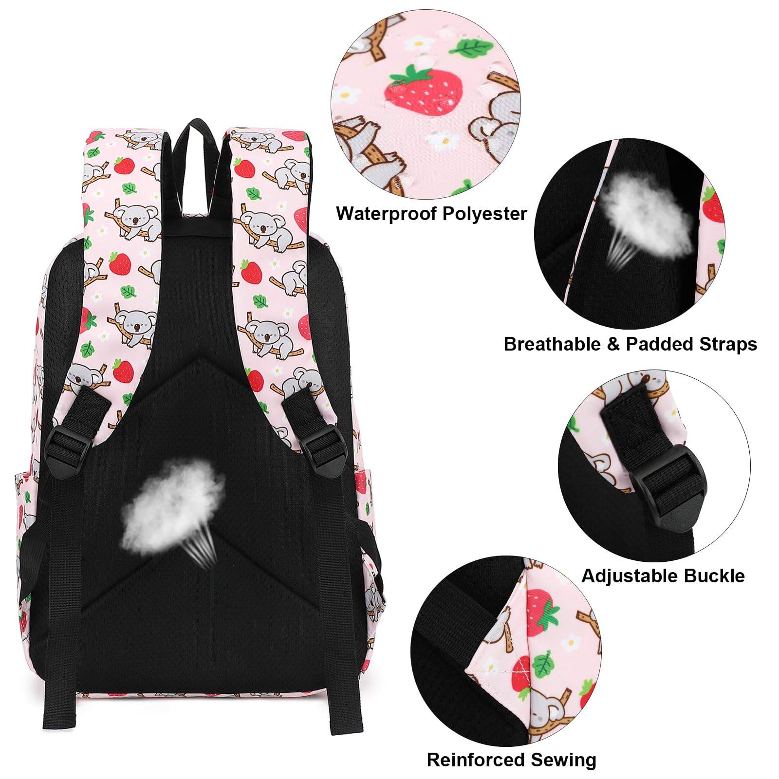 Girls School Backpack Set for Teens - Waterproof Bookbag with Lunch Box & Pencil Case - Perfect for School, Travel & Daily Use