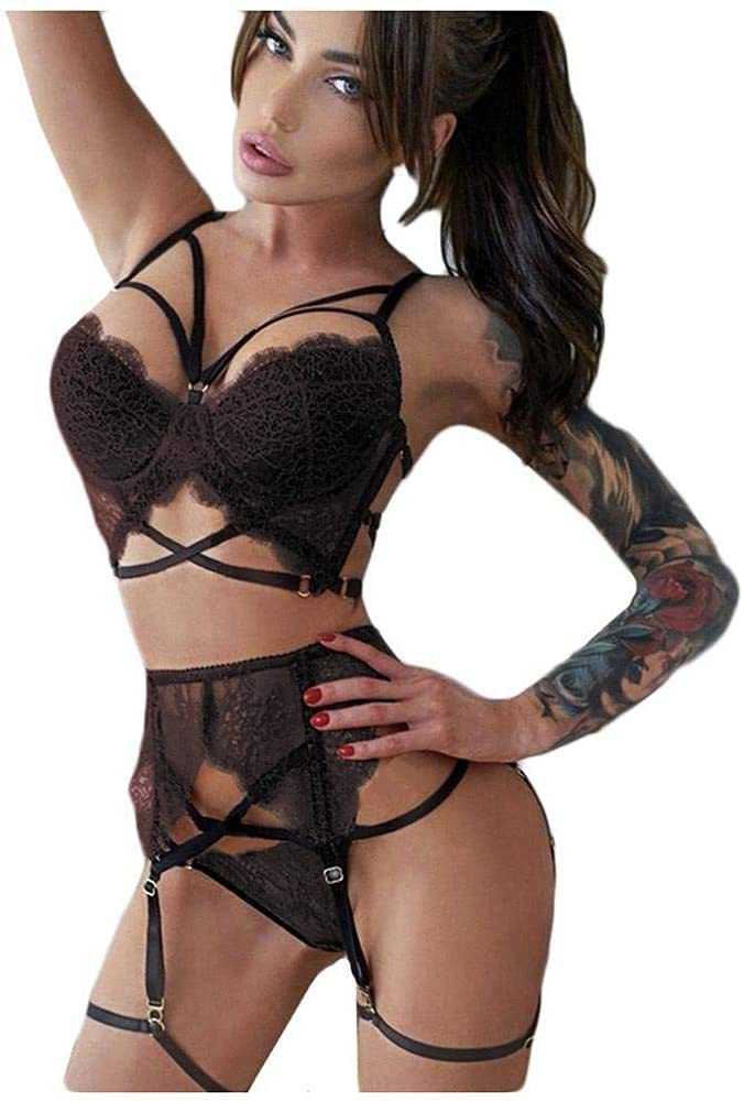 **Sexy Black Lace Lingerie Set for Women - Erotic Bra & Thong Panties - XX-Large Sleepwear & Intimate Wear - Perfect for Valentine's Day, Boudoir Photos, and Special Occasions**