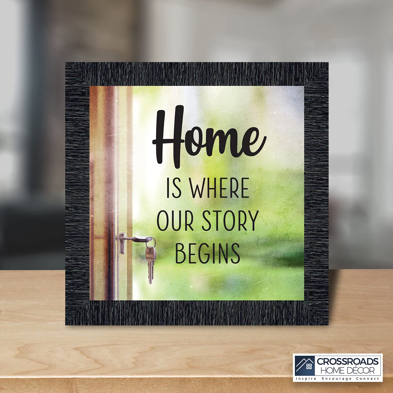 Family Wall Decor for Living Room - 10x10 Inch Home Decor Sign with Inspirational Quote 'Home Is Where Your Story Begins' - Perfect for Housewarming Gifts & Farmhouse Style Interior Design
