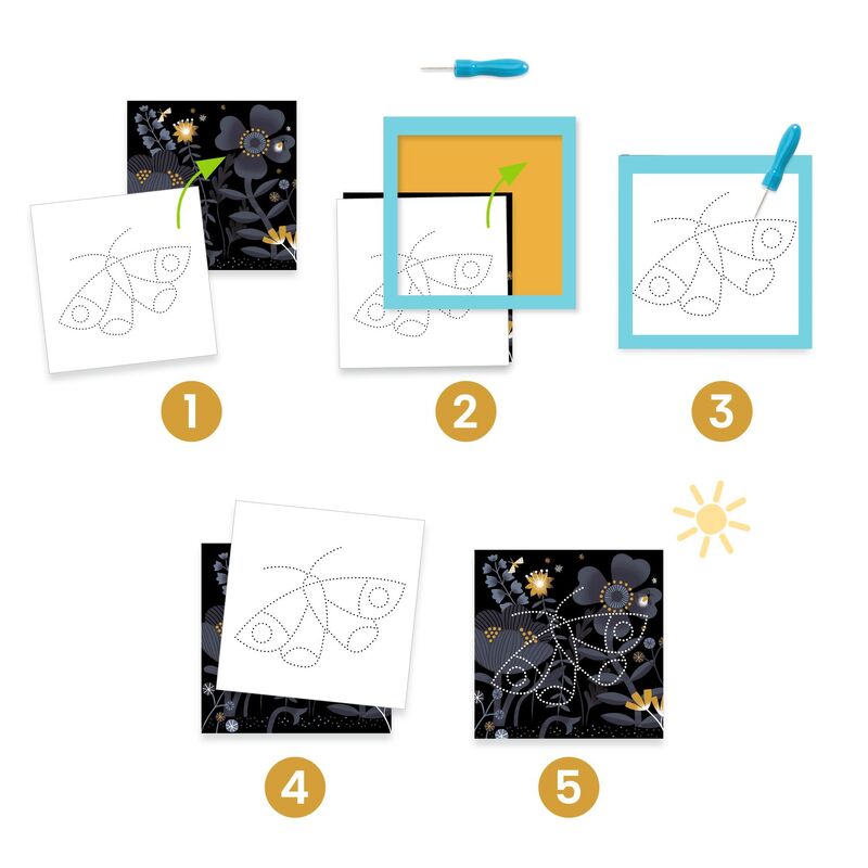 Djeco Image Reveal Piercing Set - Creative DIY Craft Kit for Kids & Adults - Perfect for Art Projects, Birthday Gifts & Home Decor
