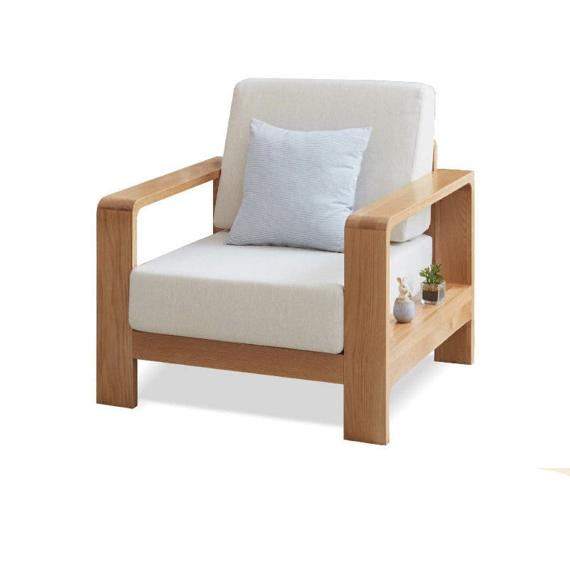 Oak Solid Wood Modern Fabric Sofa - Contemporary Living Room Furniture for Small Spaces & Apartments | Durable & Stylish Home Decor