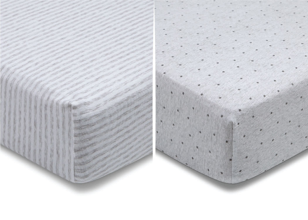 BabyGap Grey Dots & Stripes 100% Organic Cotton Crib Sheets 2-Pack - Soft & Breathable Nursery Bedding for Safe Baby Sleep