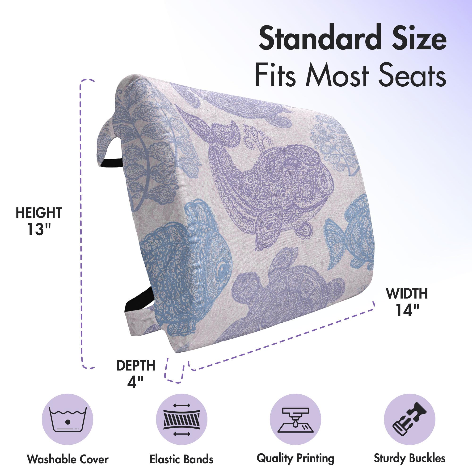 Ambesonne Whale Lumbar Support Pillow - High Density Foam Back Cushion for Office Chair & Car Seat, 14