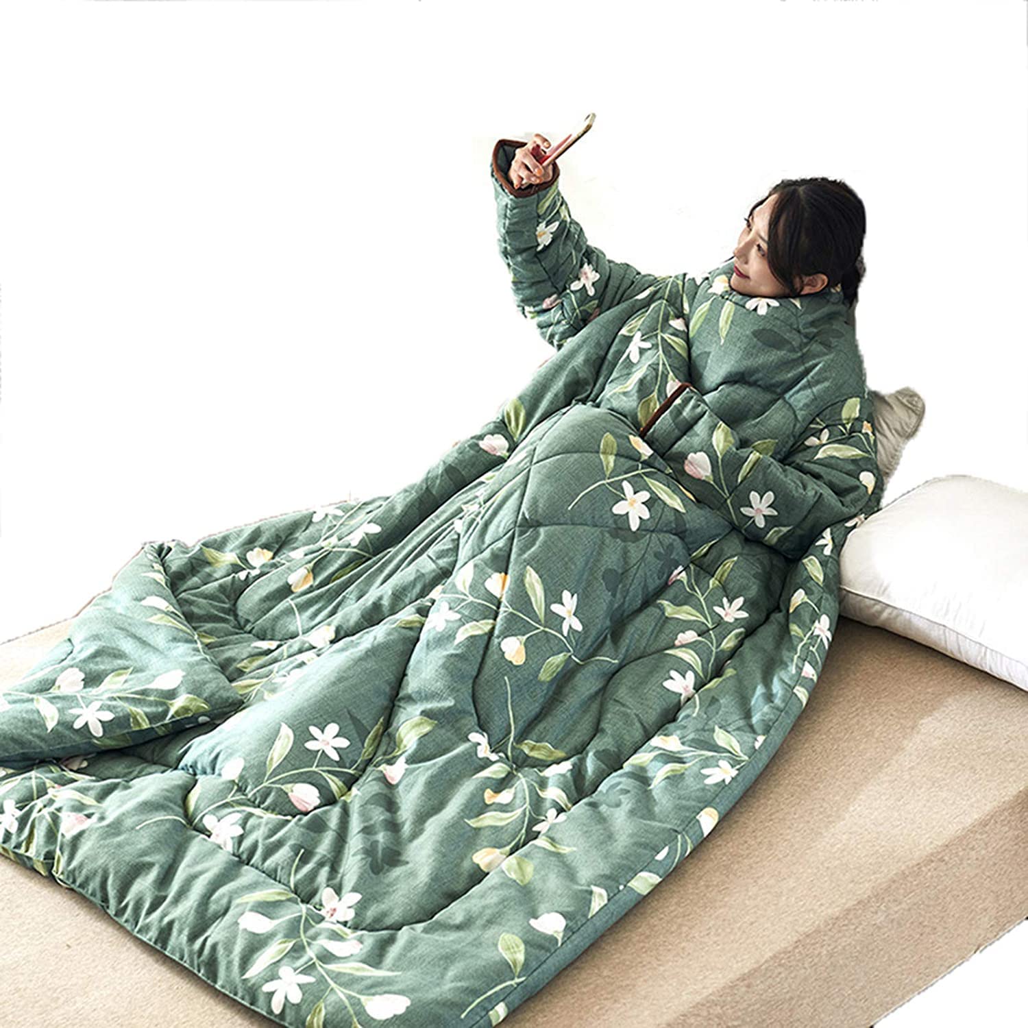 MOSHUO Wearable Blanket with Sleeves - Soft Thickened Winter Quilt for Adults, Oversized 150x200cm Cozy Fleece Blanket - Perfect for Home, Office, Watching TV, Gaming & Relaxing (Multiple Colors Available)