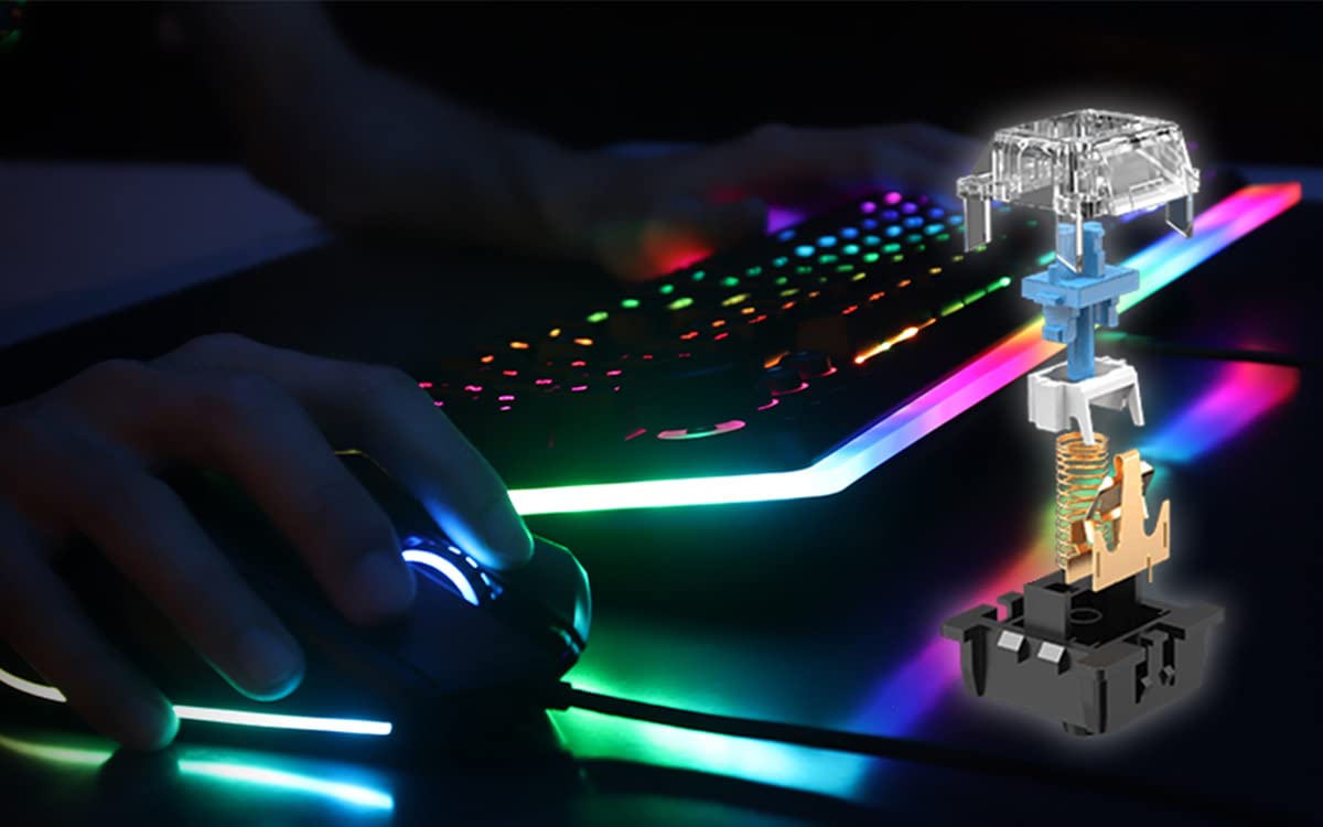 i-rocks K71M RGB Mechanical Gaming Keyboard with Media Control Knob - Gateron Blue Switches, 107 Keys, Full NKRO, PBT Keycaps, Detachable USB-C - Perfect for PC Gaming, Office Work & Streaming (Black)