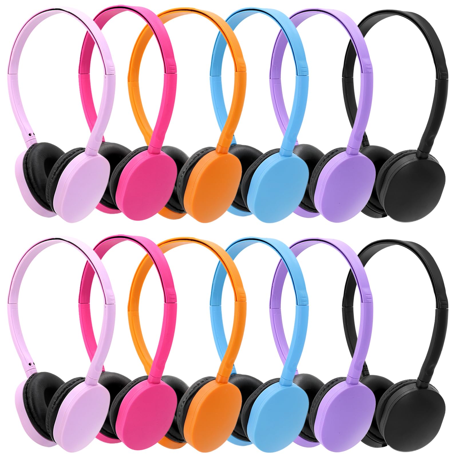 12 Pack Kids Headphones Bulk for School - Colorful Wired Classroom Headphones with Adjustable Headband & 3.5mm Jack - Perfect for School, Library, Online Learning, Travel and Home Use (Kids, Teens & Adults)