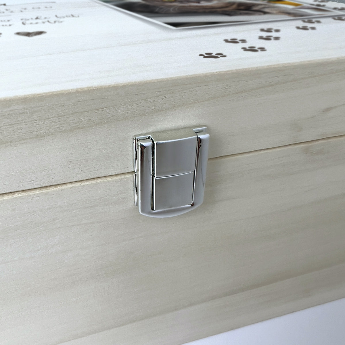 Personalized Paw Prints 28cm Square Luxury Wooden Pet Memorial Photo Memory Box - Perfect for Honoring Beloved Pets, Keepsake Storage, and Home Decor