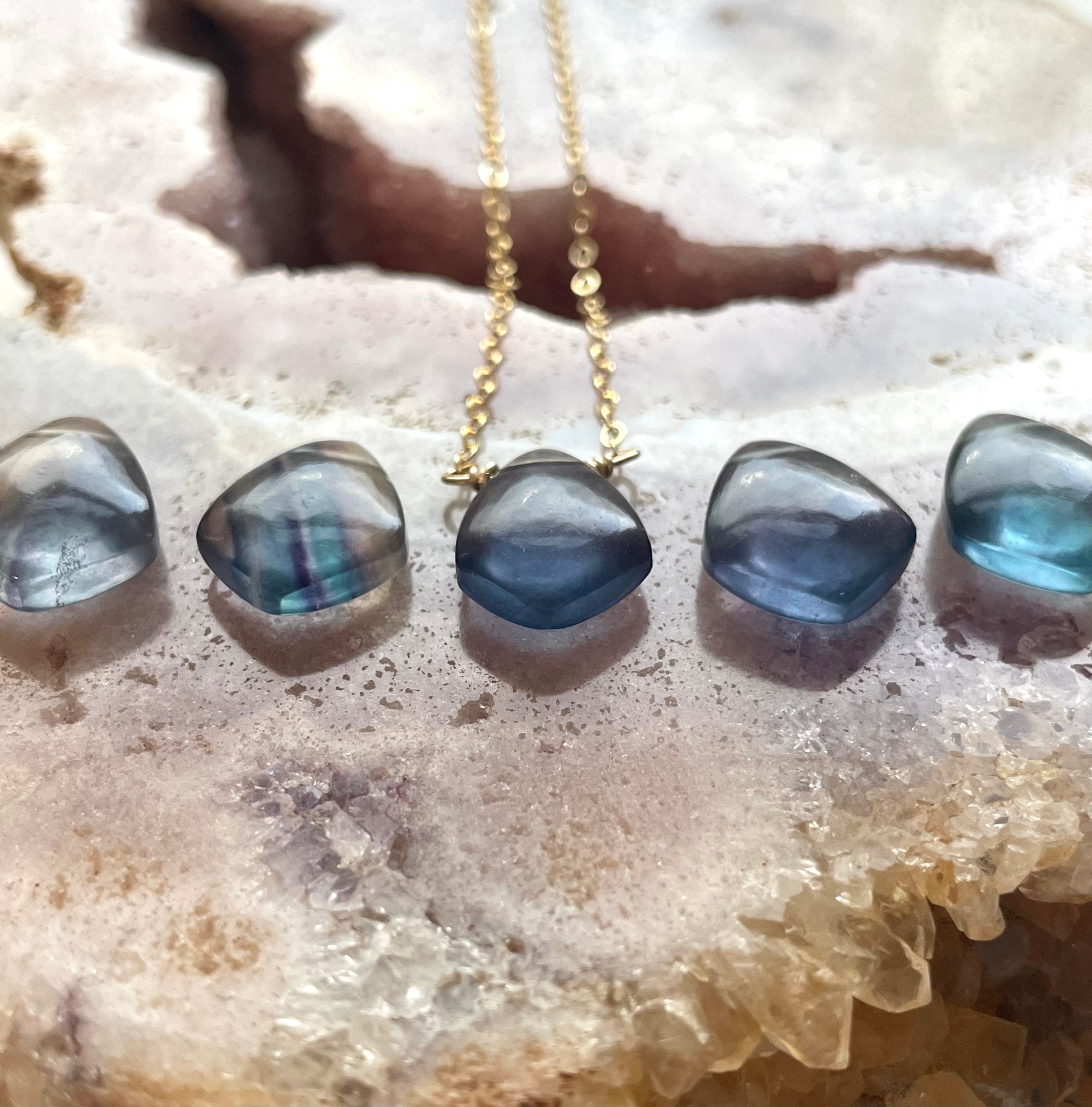 Rainbow Fluorite Pendant Necklace - Healing Crystal Jewelry for Women - Elegant Spiritual Gift for Meditation, Energy Balancing & Chakra Healing