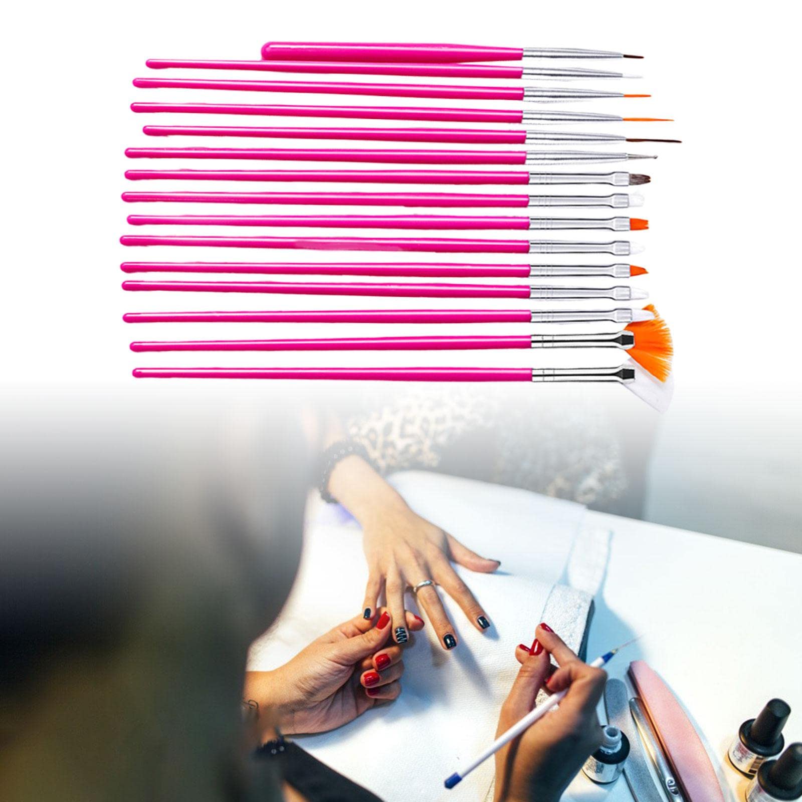 Fonowx 15-Piece Nail Art Pen Set - Gradient Nail Pens for DIY Manicures, Dotting Tools for Nail Designs - Rose Red - Perfect for Home Salon, Party Nail Art & Gift for Women & Girls